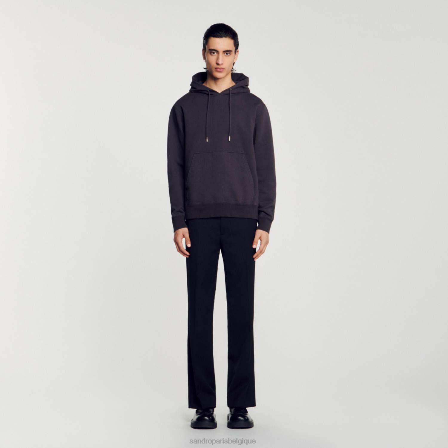 vêtements Sandro Paris sweat à capuche en polaire gris charbon Hommes XLXD692