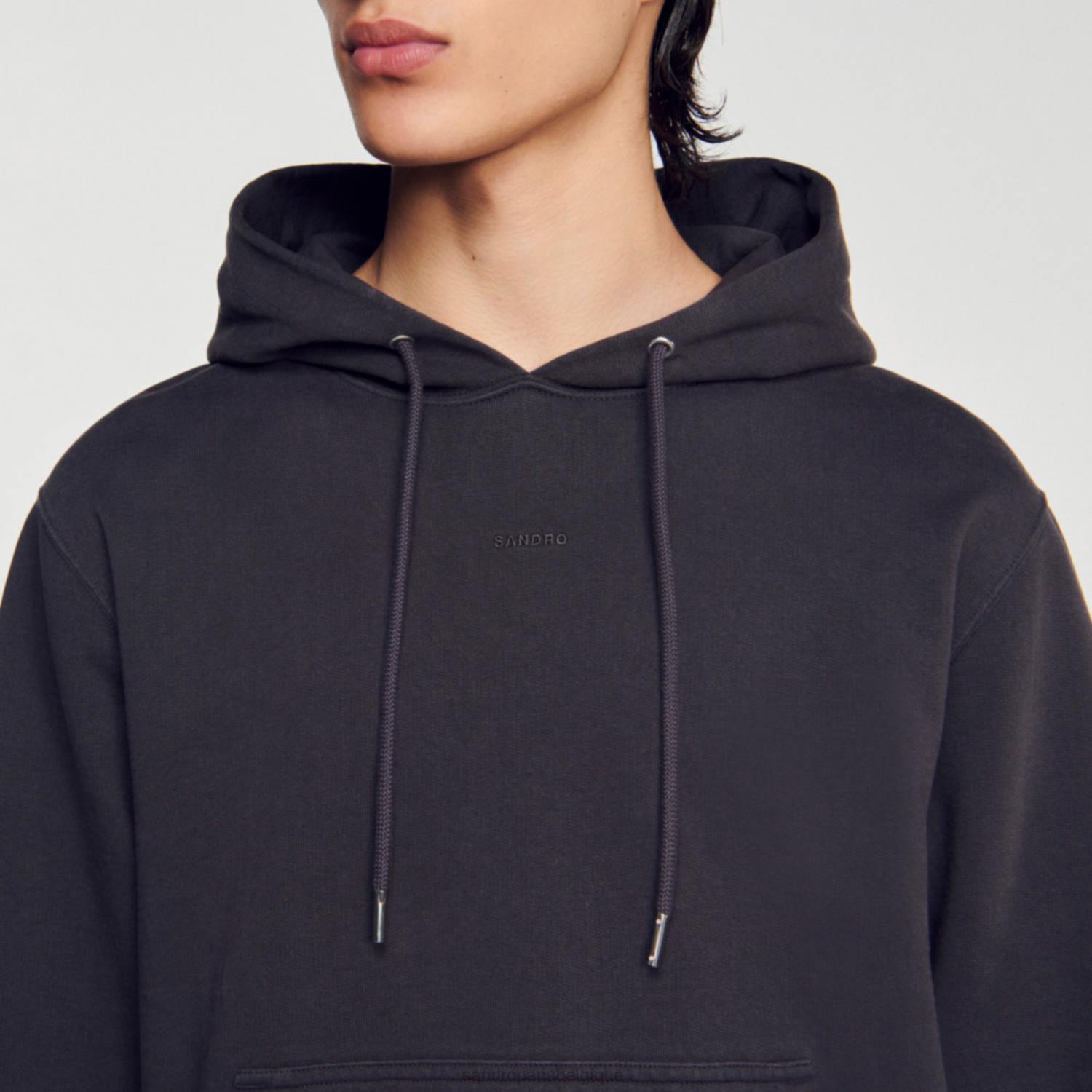 vêtements Sandro Paris sweat à capuche en polaire gris charbon Hommes XLXD692