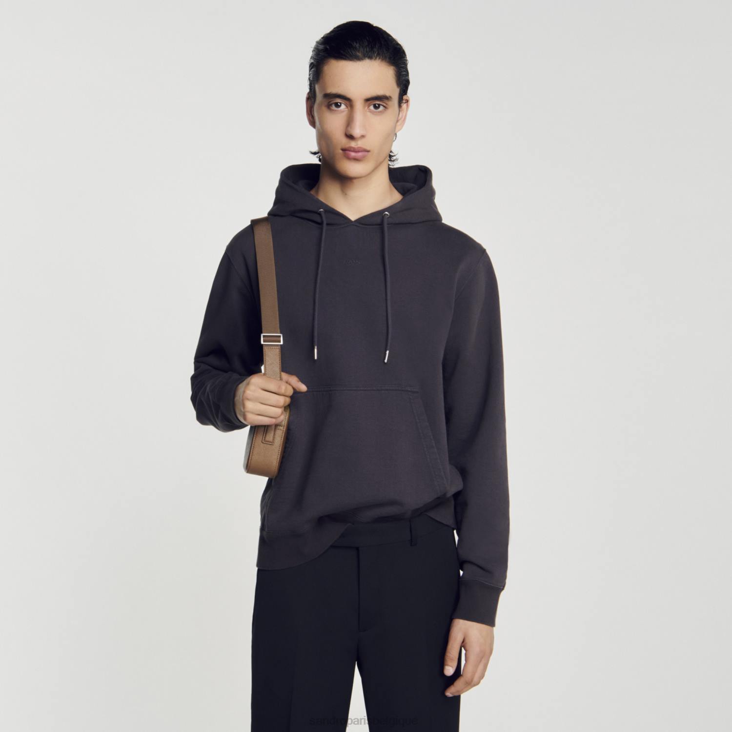 vêtements Sandro Paris sweat à capuche en polaire gris charbon Hommes XLXD692