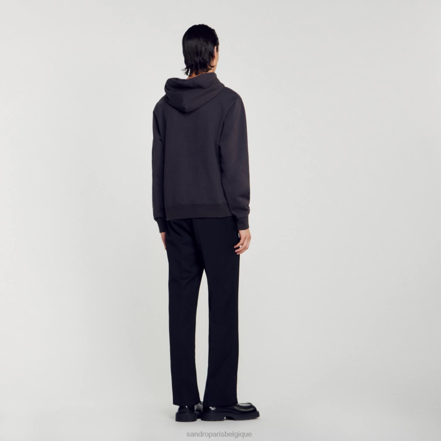 vêtements Sandro Paris sweat à capuche en polaire gris charbon Hommes XLXD692