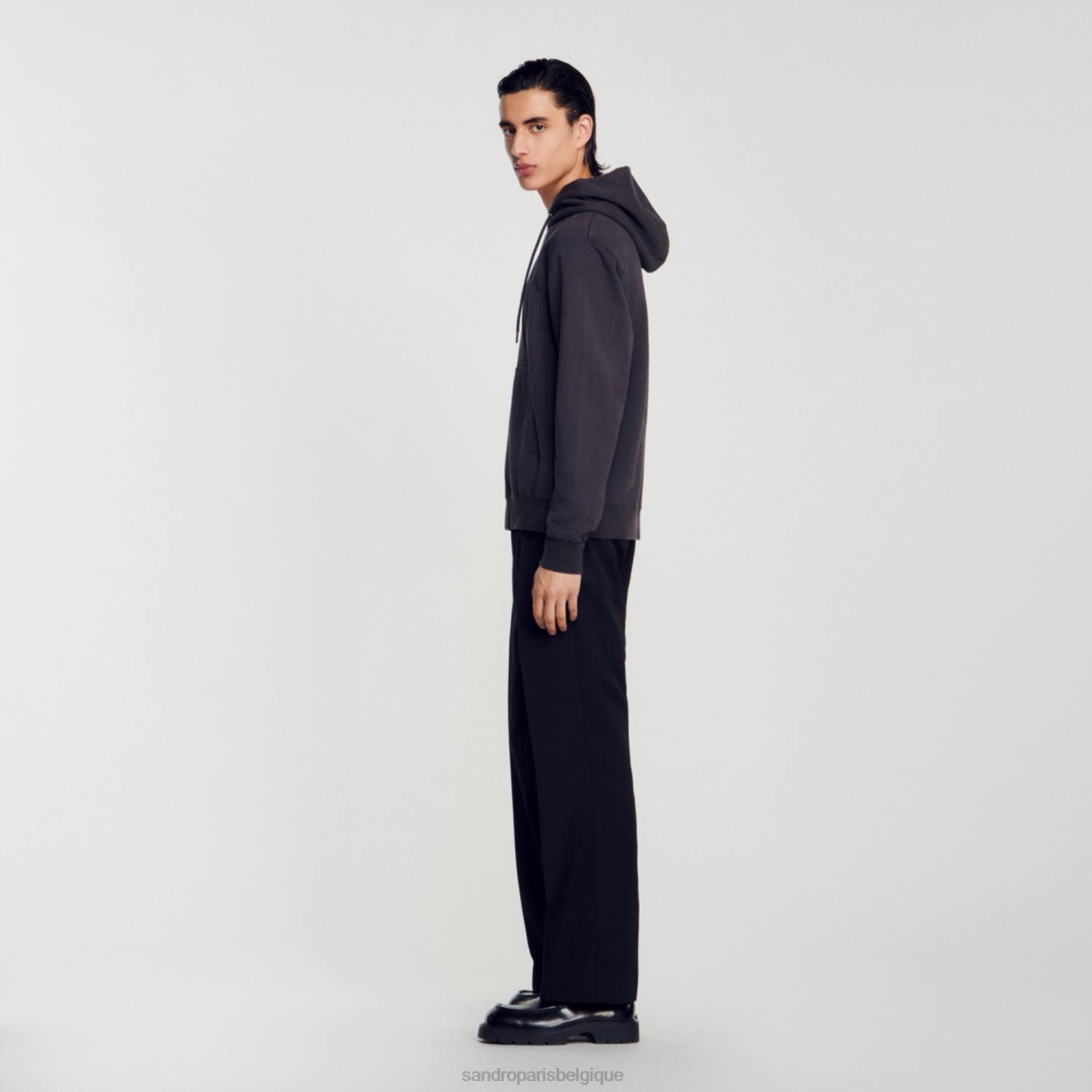 vêtements Sandro Paris sweat à capuche en polaire gris charbon Hommes XLXD692