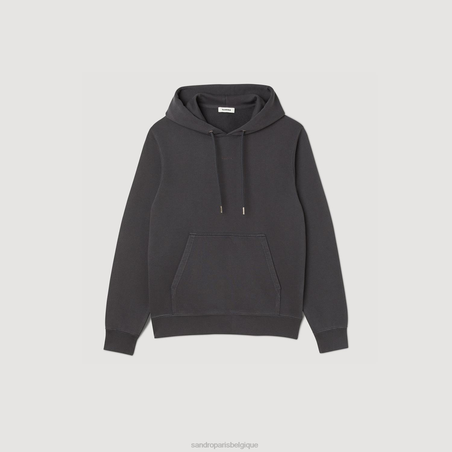 vêtements Sandro Paris sweat à capuche en polaire gris charbon Hommes XLXD692