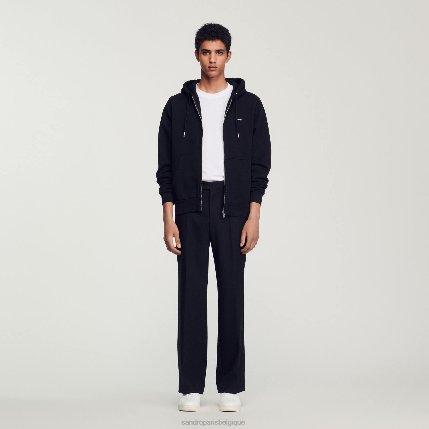 vêtements Sandro Paris sweat à capuche en polaire noir Hommes XLXD627