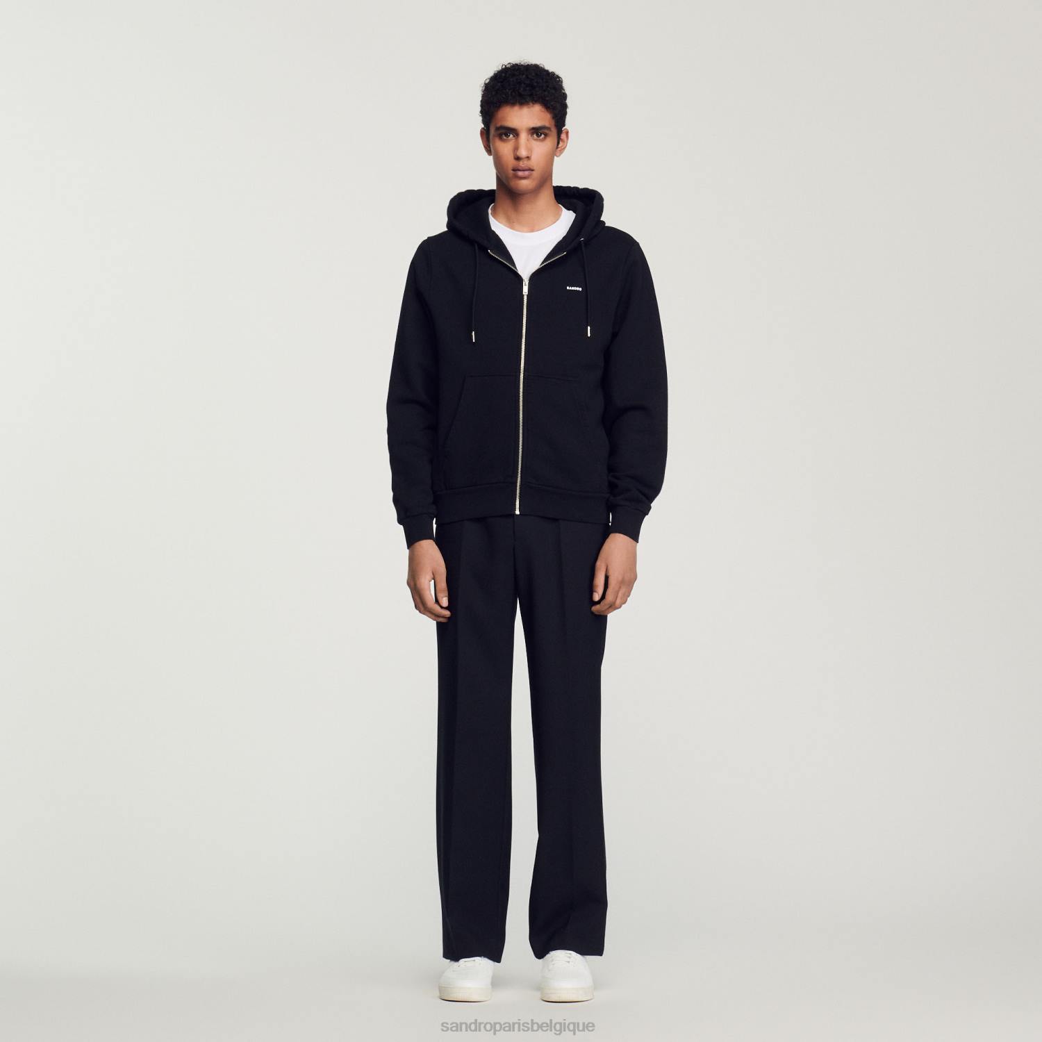 vêtements Sandro Paris sweat à capuche en polaire noir Hommes XLXD627