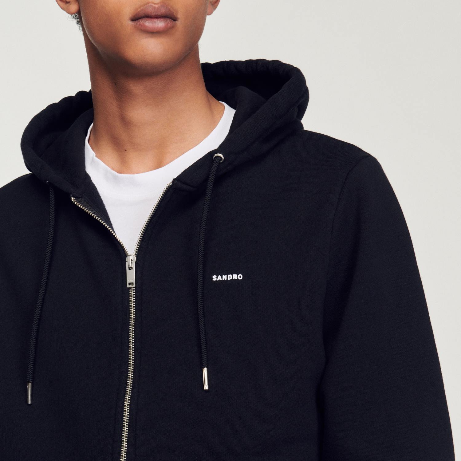 vêtements Sandro Paris sweat à capuche en polaire noir Hommes XLXD627