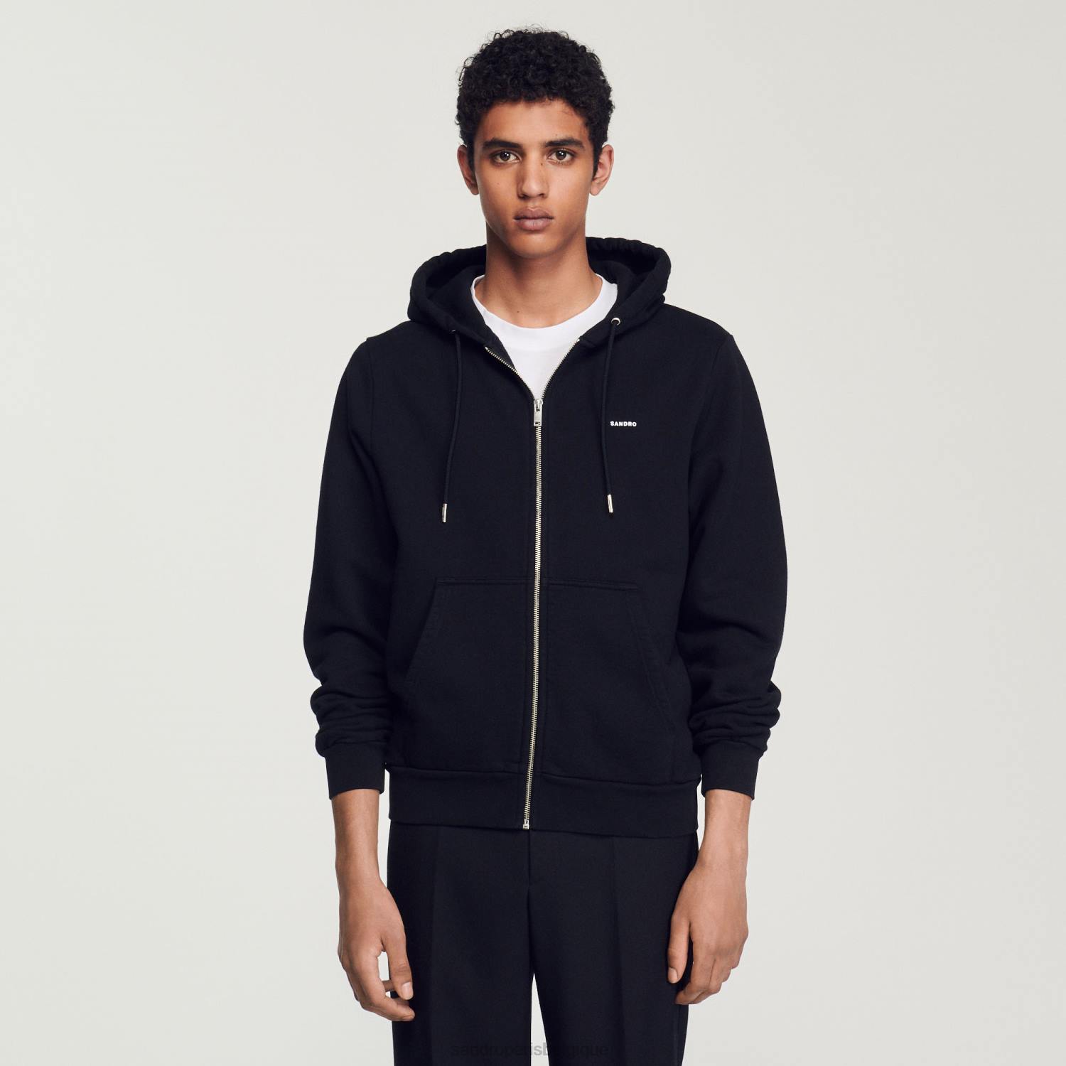 vêtements Sandro Paris sweat à capuche en polaire noir Hommes XLXD627