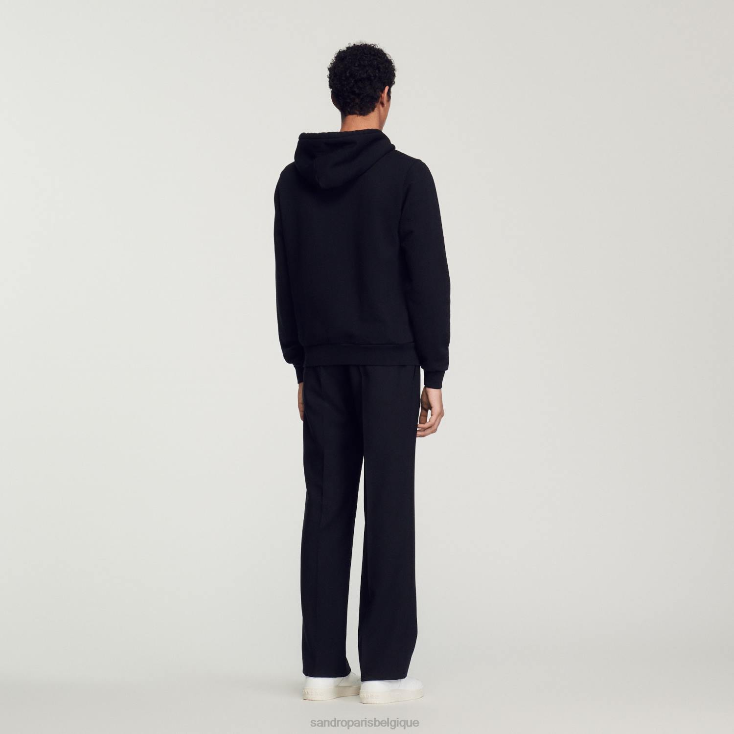vêtements Sandro Paris sweat à capuche en polaire noir Hommes XLXD627