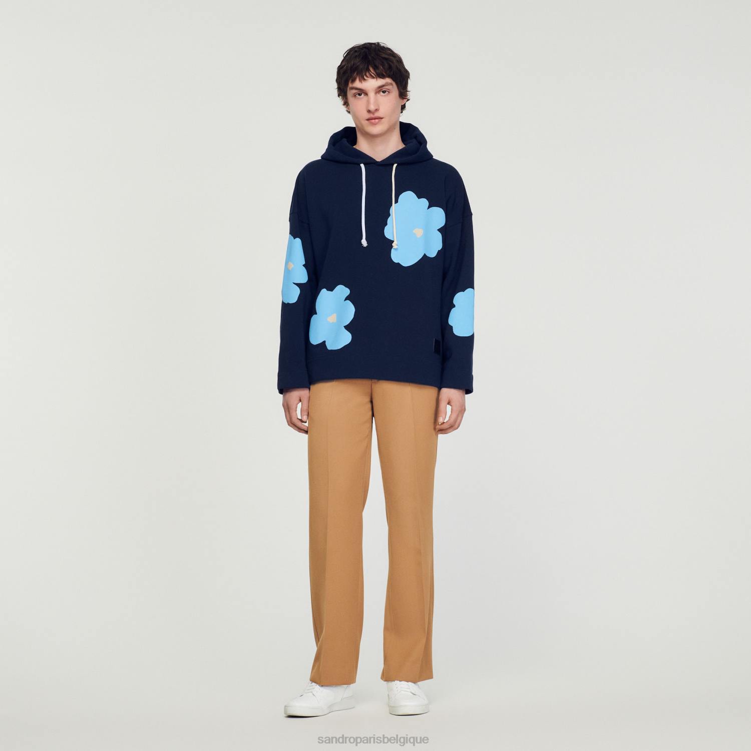 vêtements Sandro Paris sweat à capuche à motif floral bleu marine Hommes XLXD703
