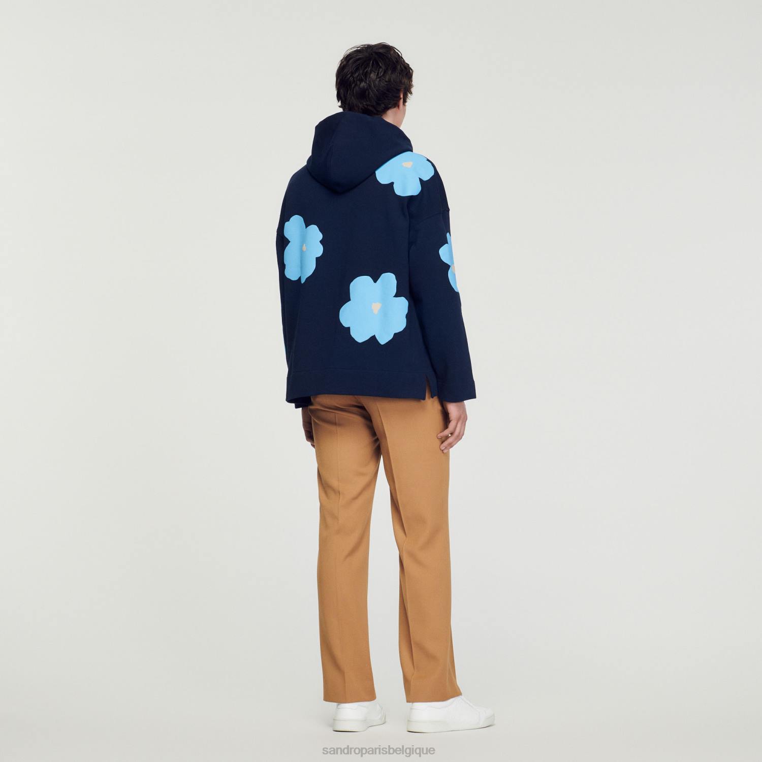 vêtements Sandro Paris sweat à capuche à motif floral bleu marine Hommes XLXD703