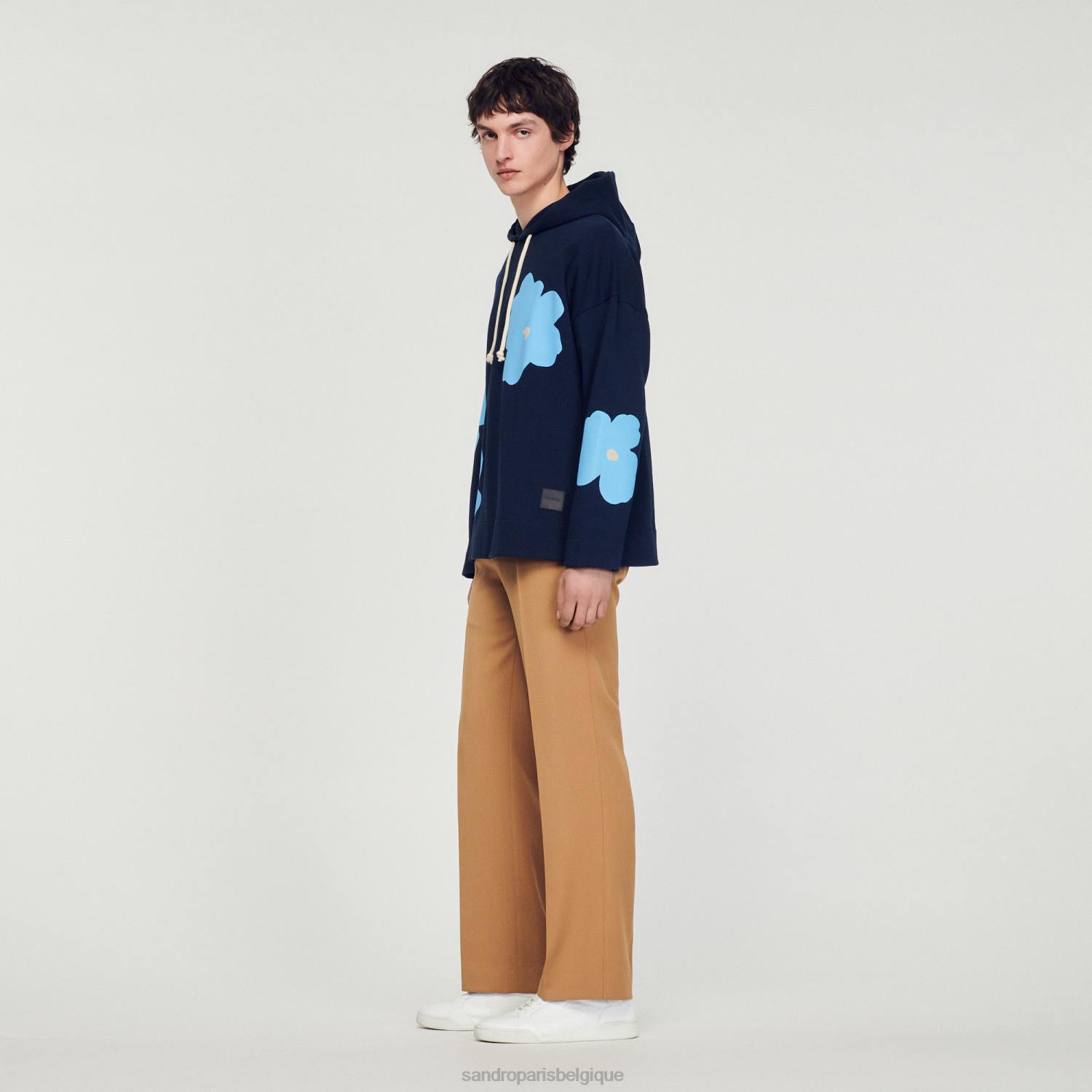 vêtements Sandro Paris sweat à capuche à motif floral bleu marine Hommes XLXD703