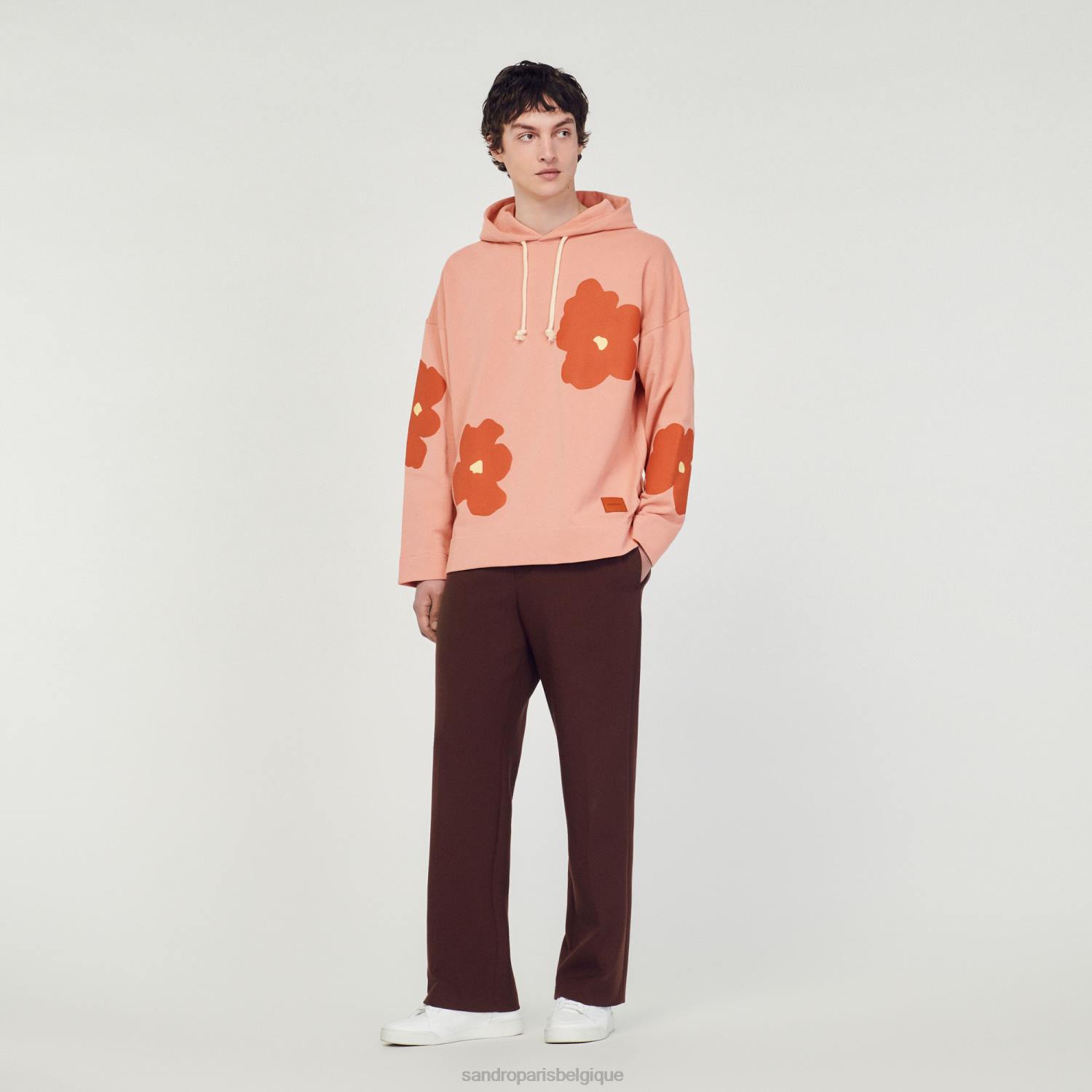 vêtements Sandro Paris sweat à capuche à motif floral rose Hommes XLXD709