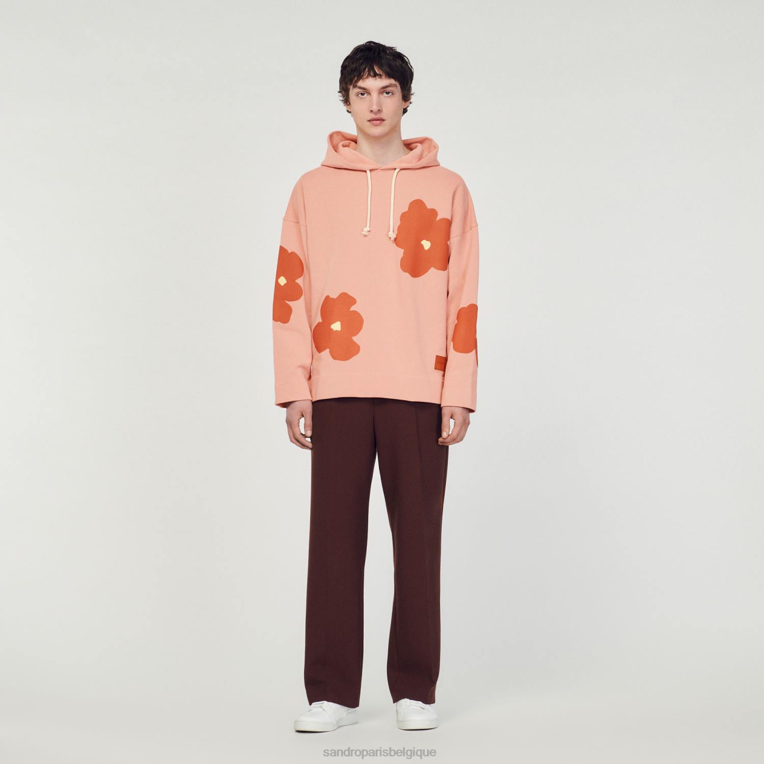 vêtements Sandro Paris sweat à capuche à motif floral rose Hommes XLXD709