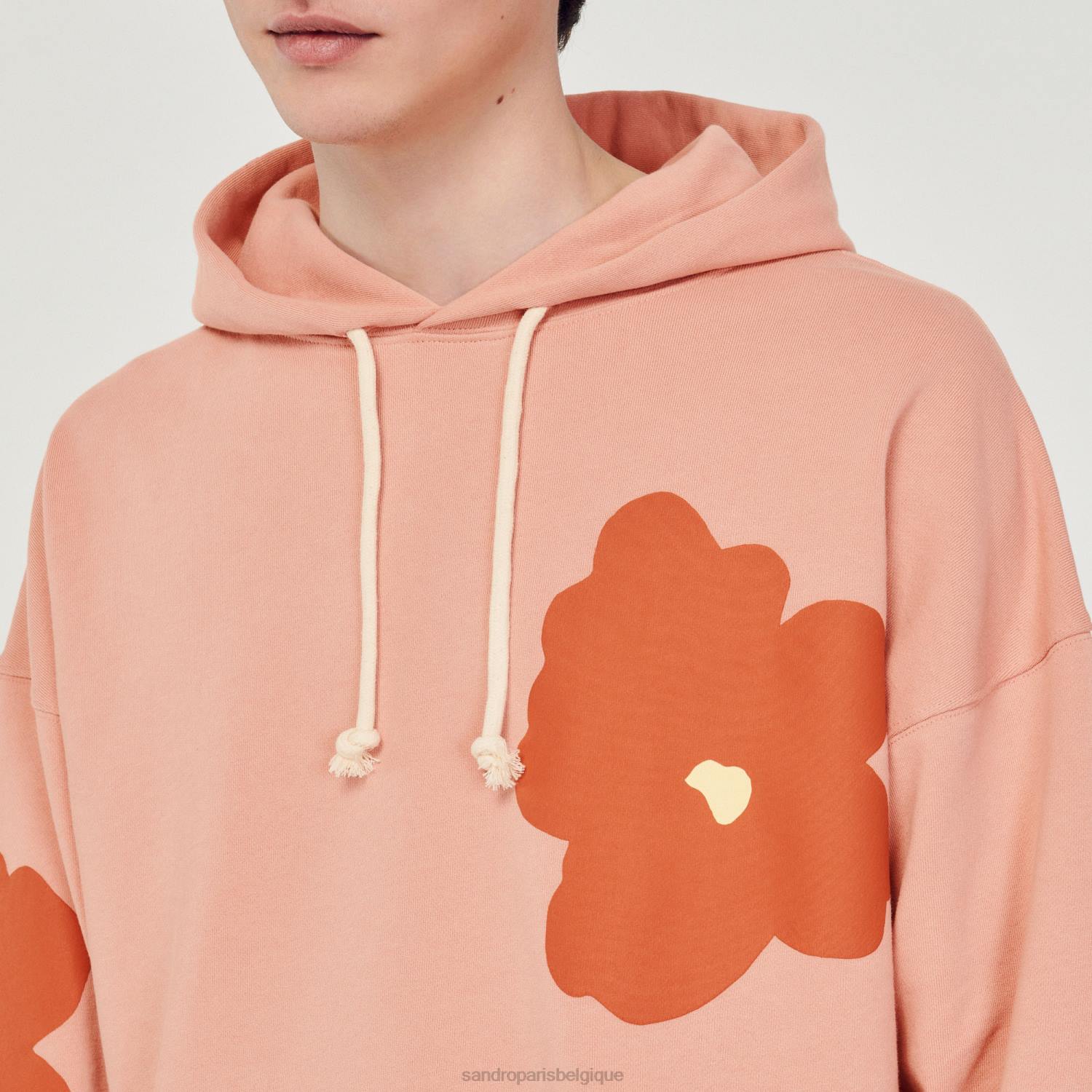 vêtements Sandro Paris sweat à capuche à motif floral rose Hommes XLXD709