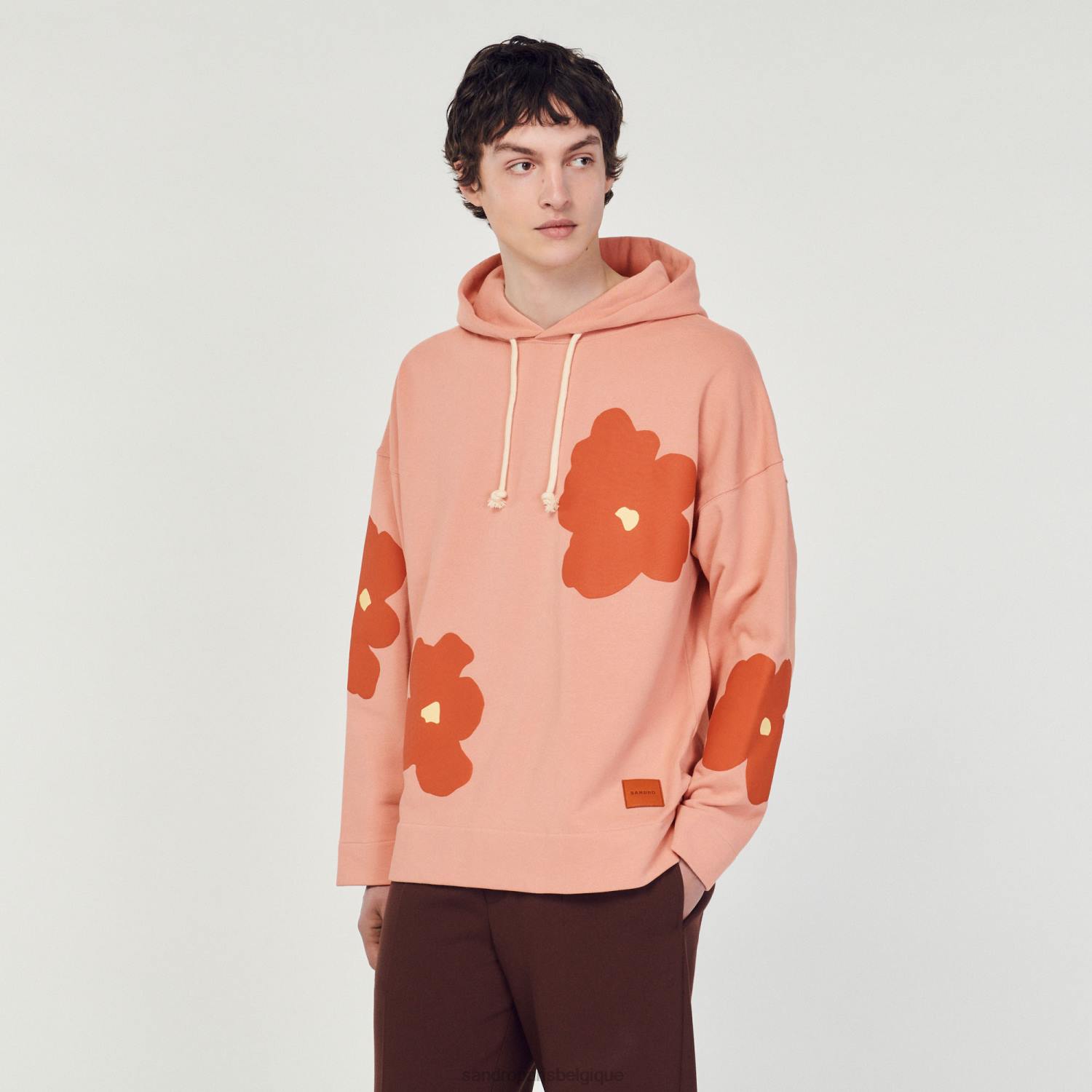 vêtements Sandro Paris sweat à capuche à motif floral rose Hommes XLXD709