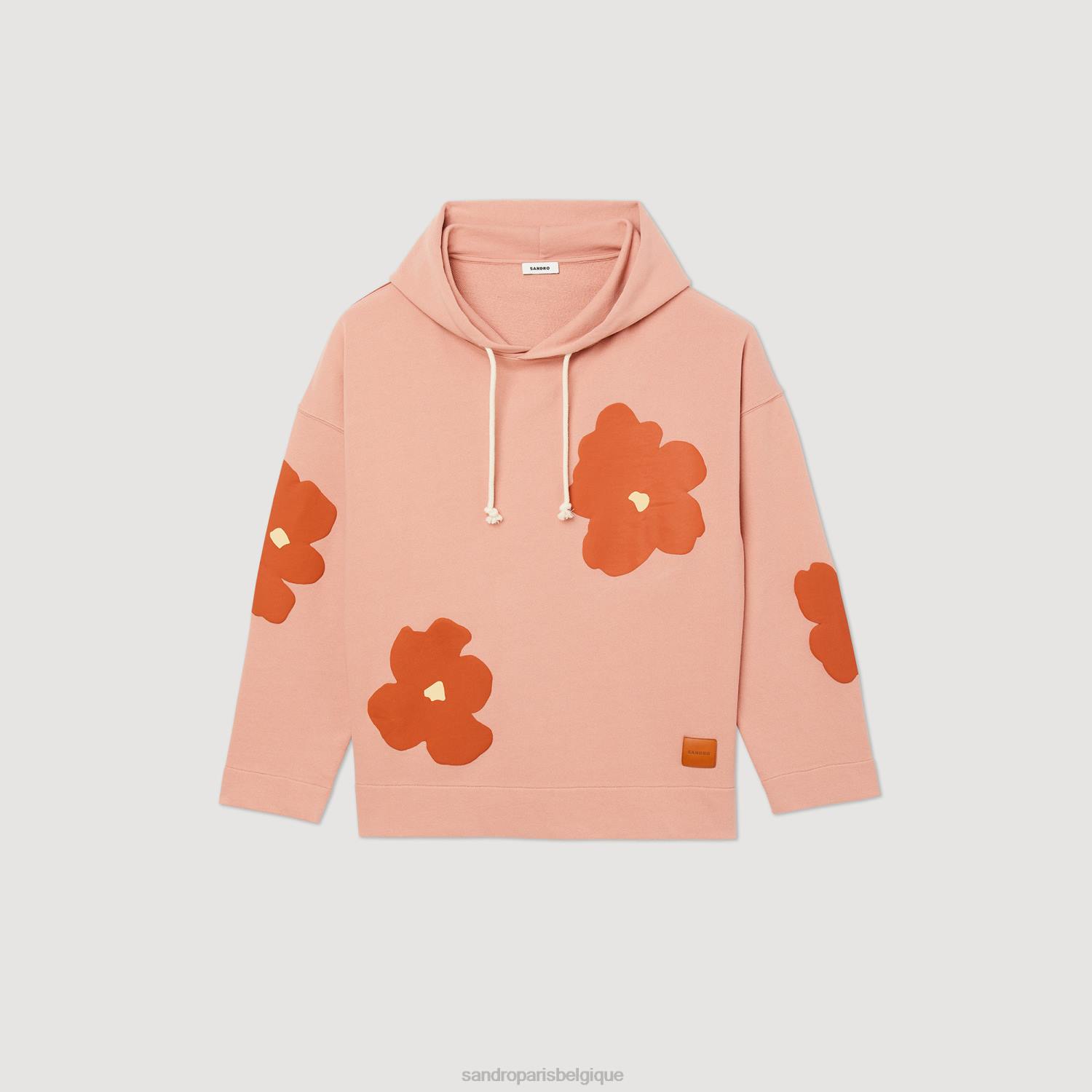 vêtements Sandro Paris sweat à capuche à motif floral rose Hommes XLXD709