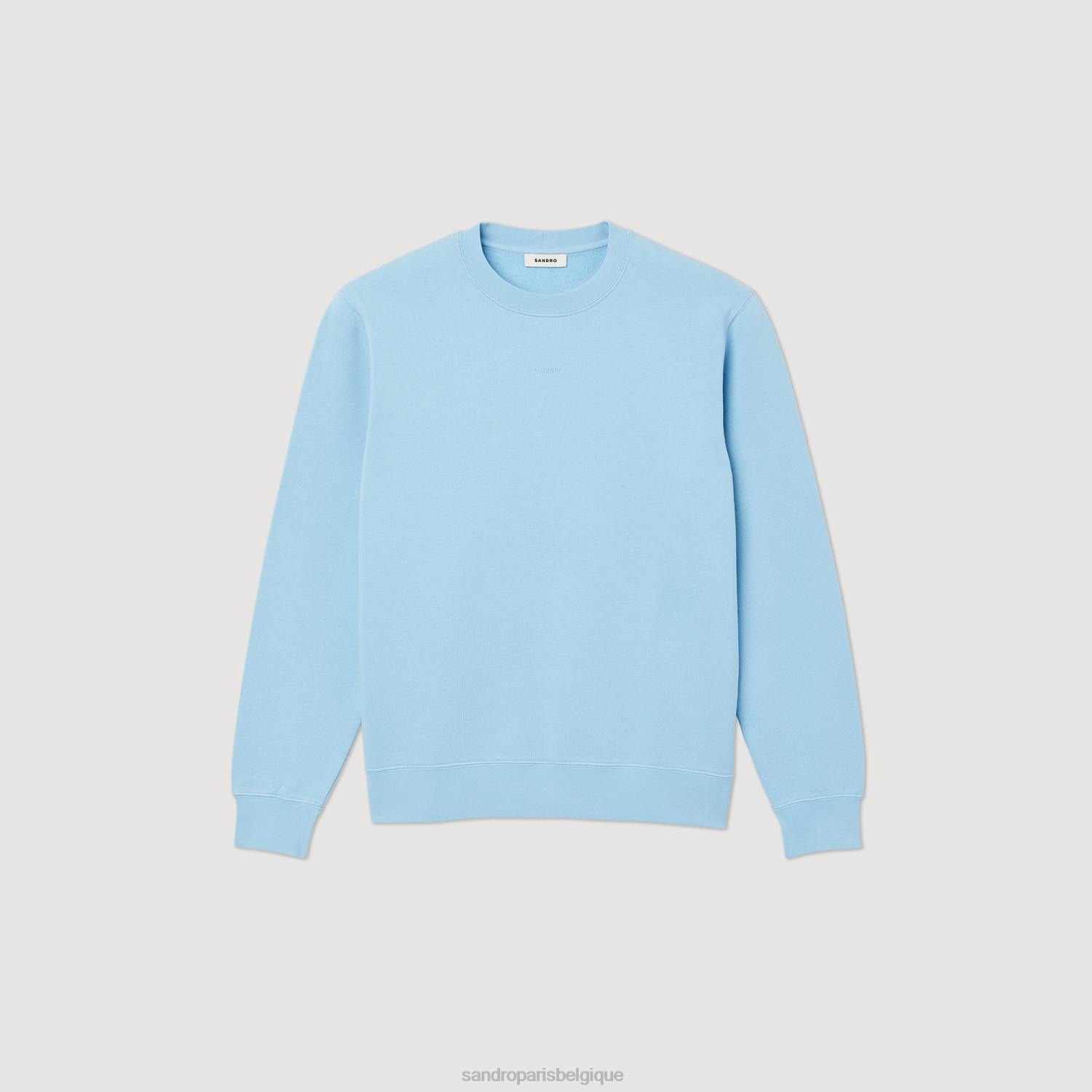 vêtements Sandro Paris sweat-shirt en polaire brodé bleu clair Hommes XLXD814