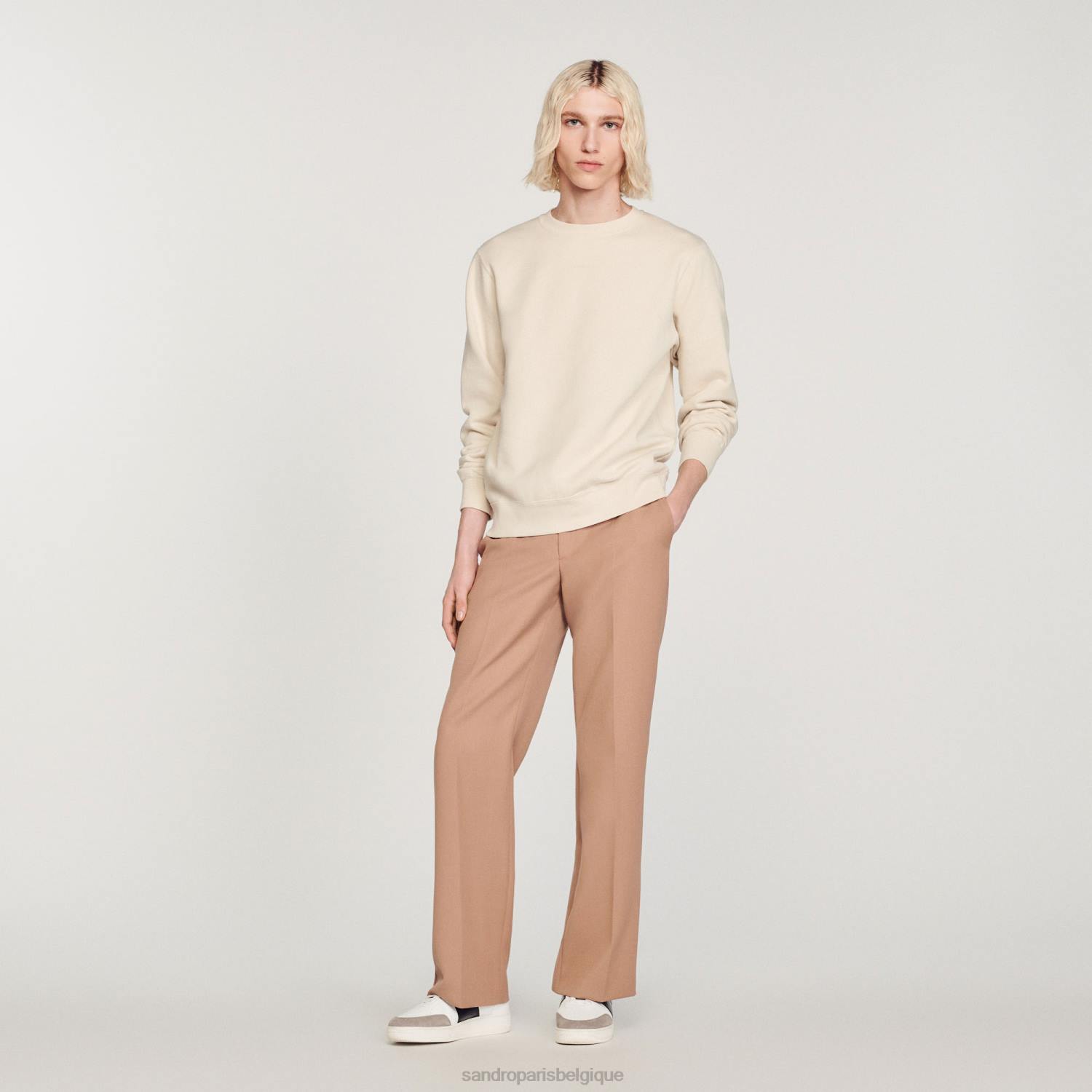 vêtements Sandro Paris sweat-shirt en polaire brodé grège Hommes XLXD757