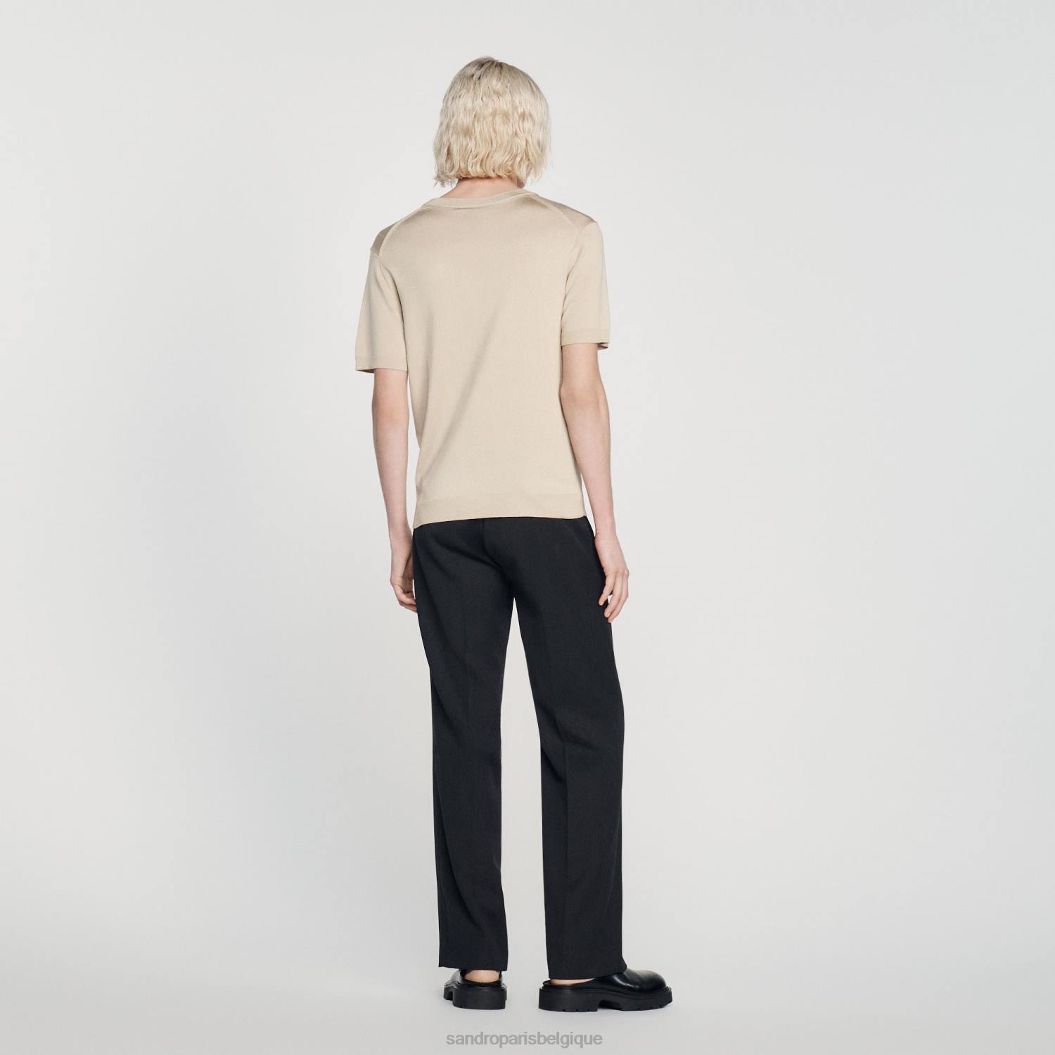 vêtements Sandro Paris t-shirt tricoté beige Hommes XLXD718
