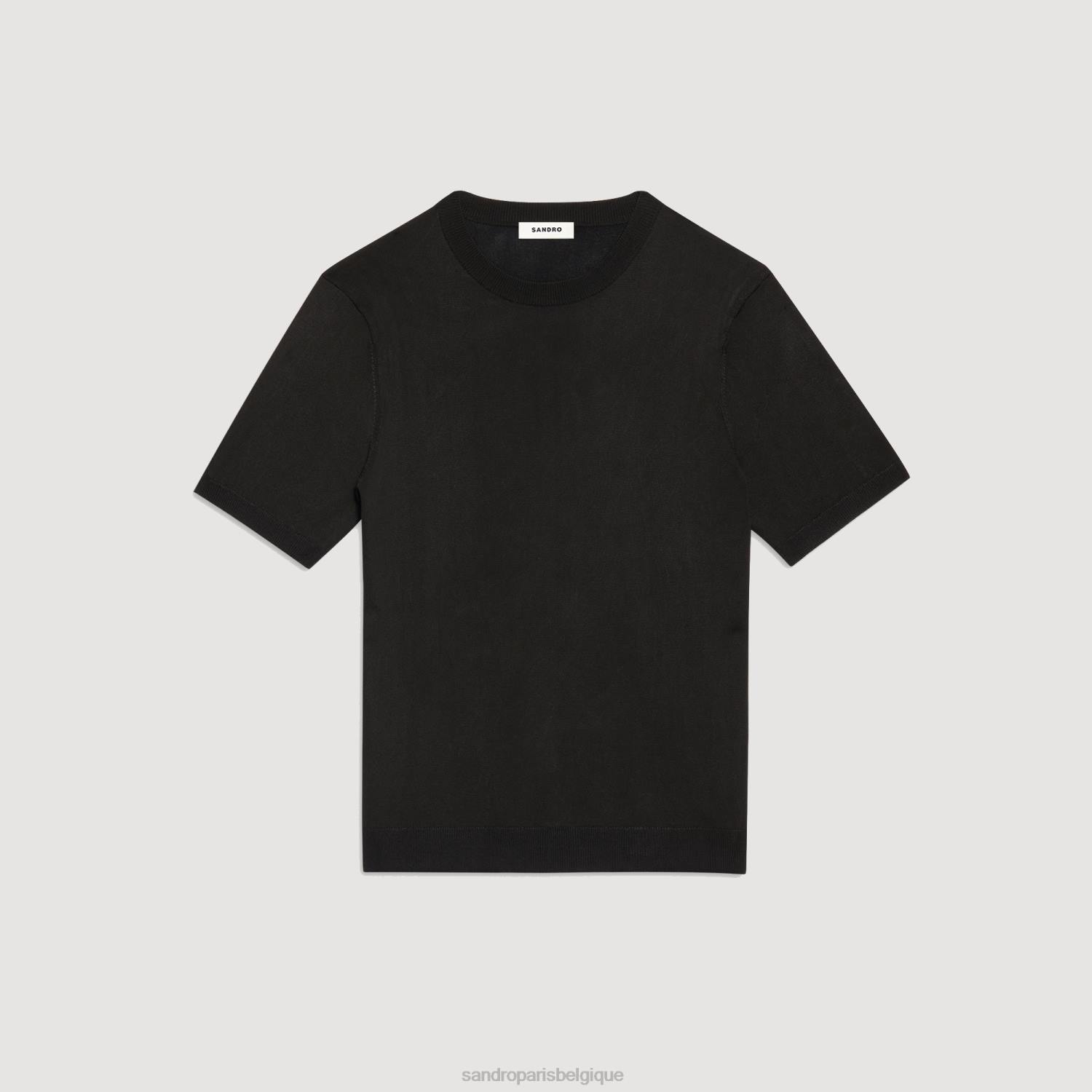 vêtements Sandro Paris t-shirt tricoté noir Hommes XLXD698