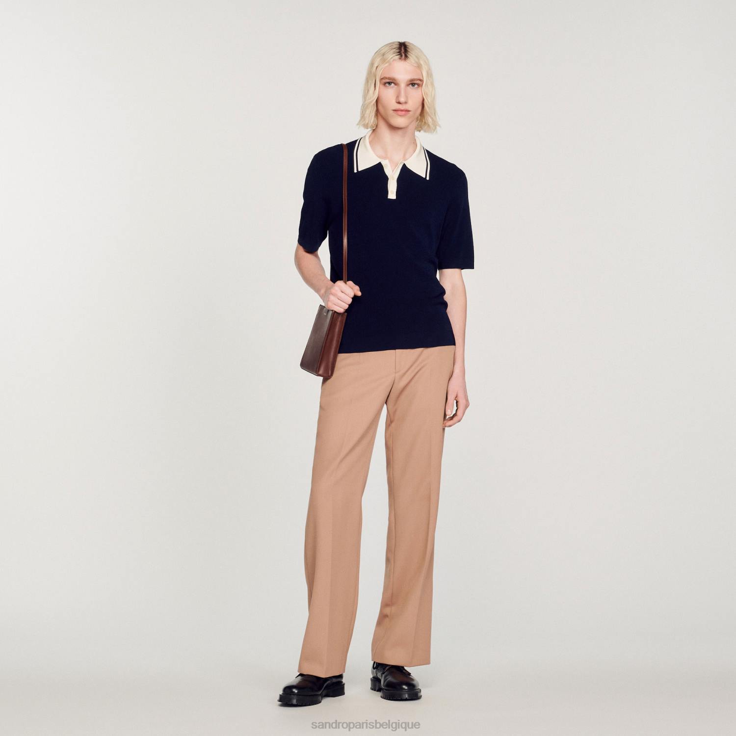 vêtements Sandro Paris polo à col contrastant une couleur Hommes XLXD707