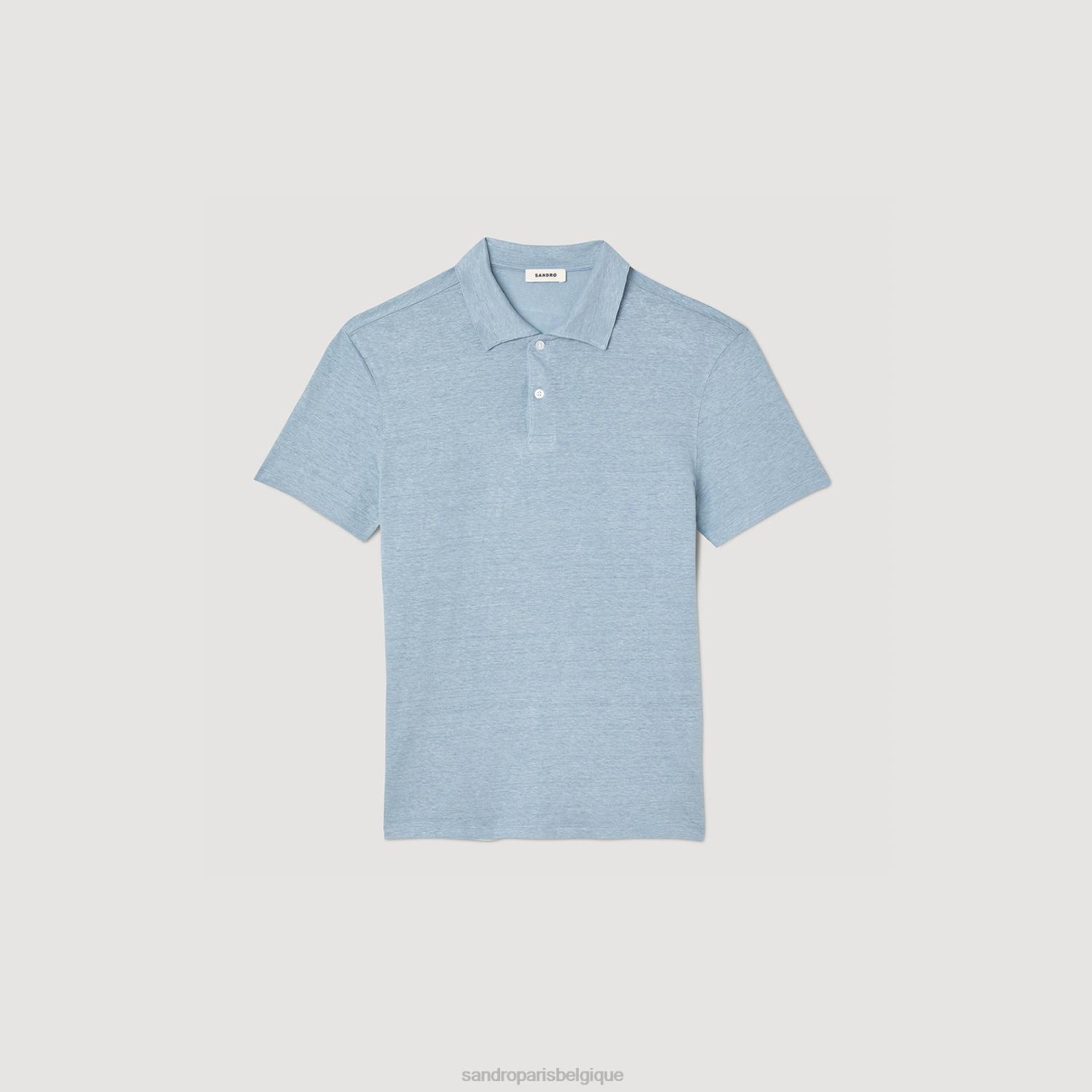 vêtements Sandro Paris polo en lin bleu clair Hommes XLXD751