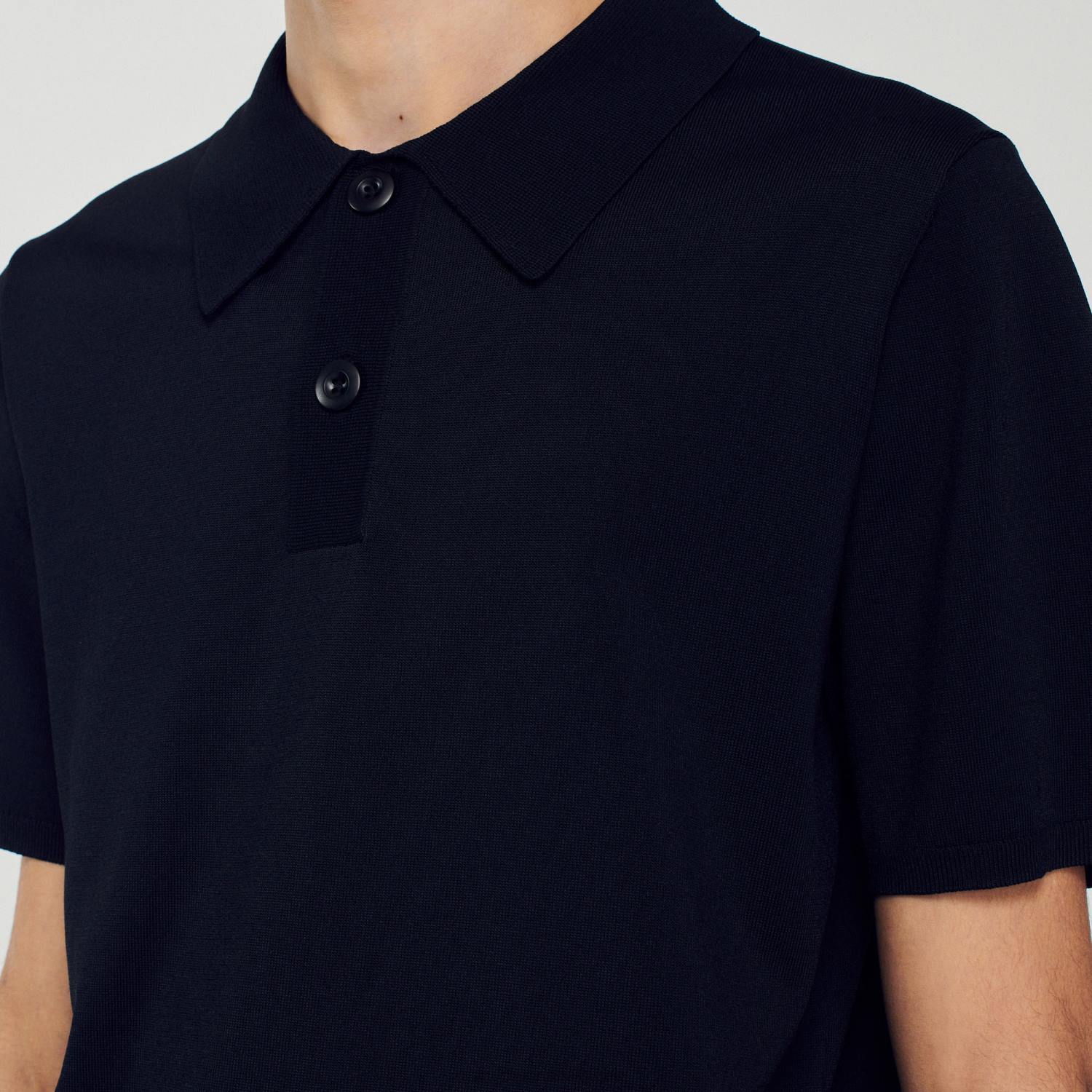vêtements Sandro Paris polo en maille à manches courtes noir Hommes XLXD700
