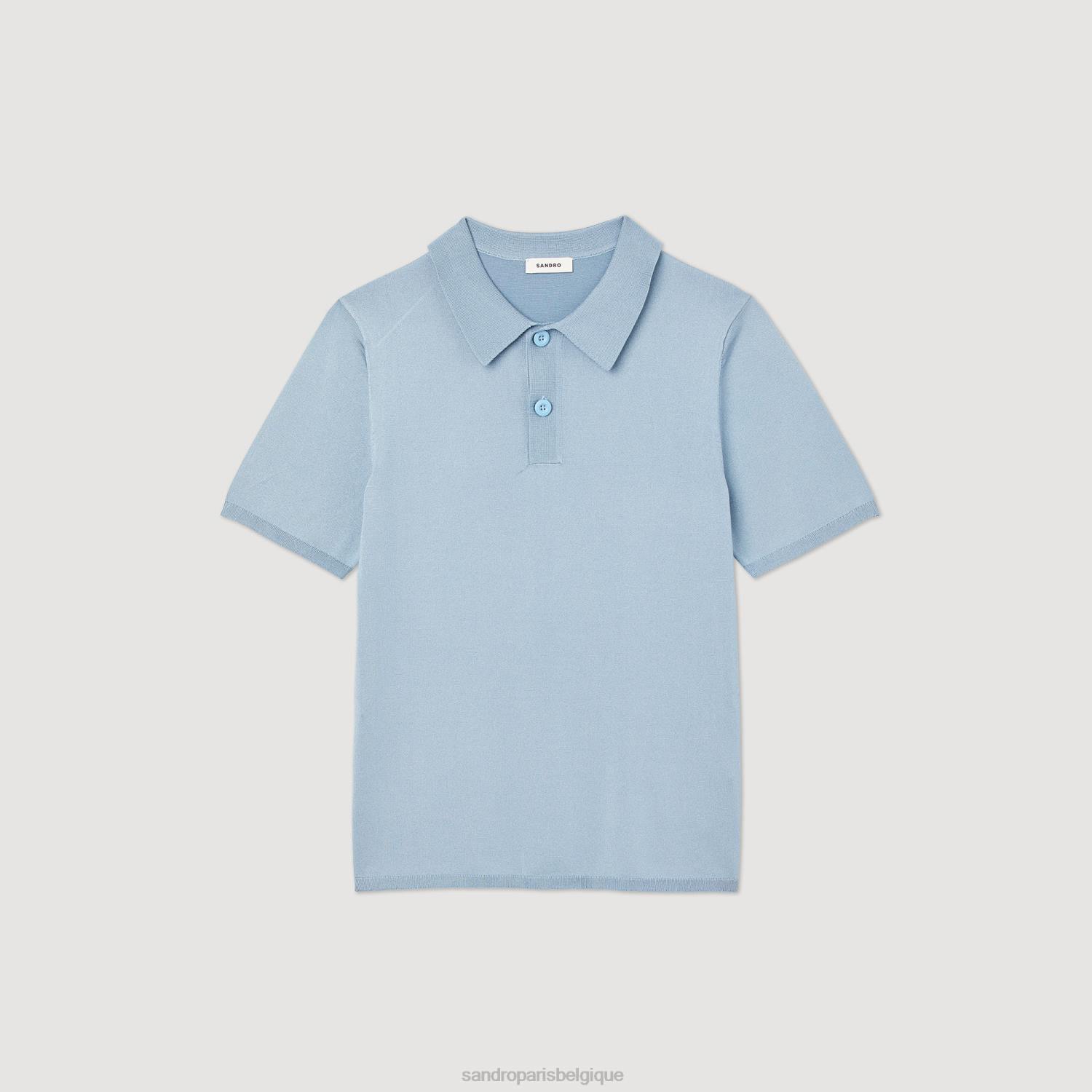 vêtements Sandro Paris polo en maille à manches courtes une couleur Hommes XLXD705