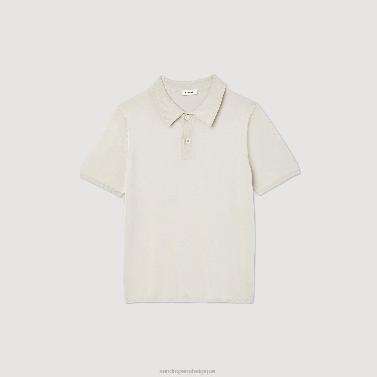 vêtements Sandro Paris polo en maille à manches courtes une couleur Hommes XLXD716