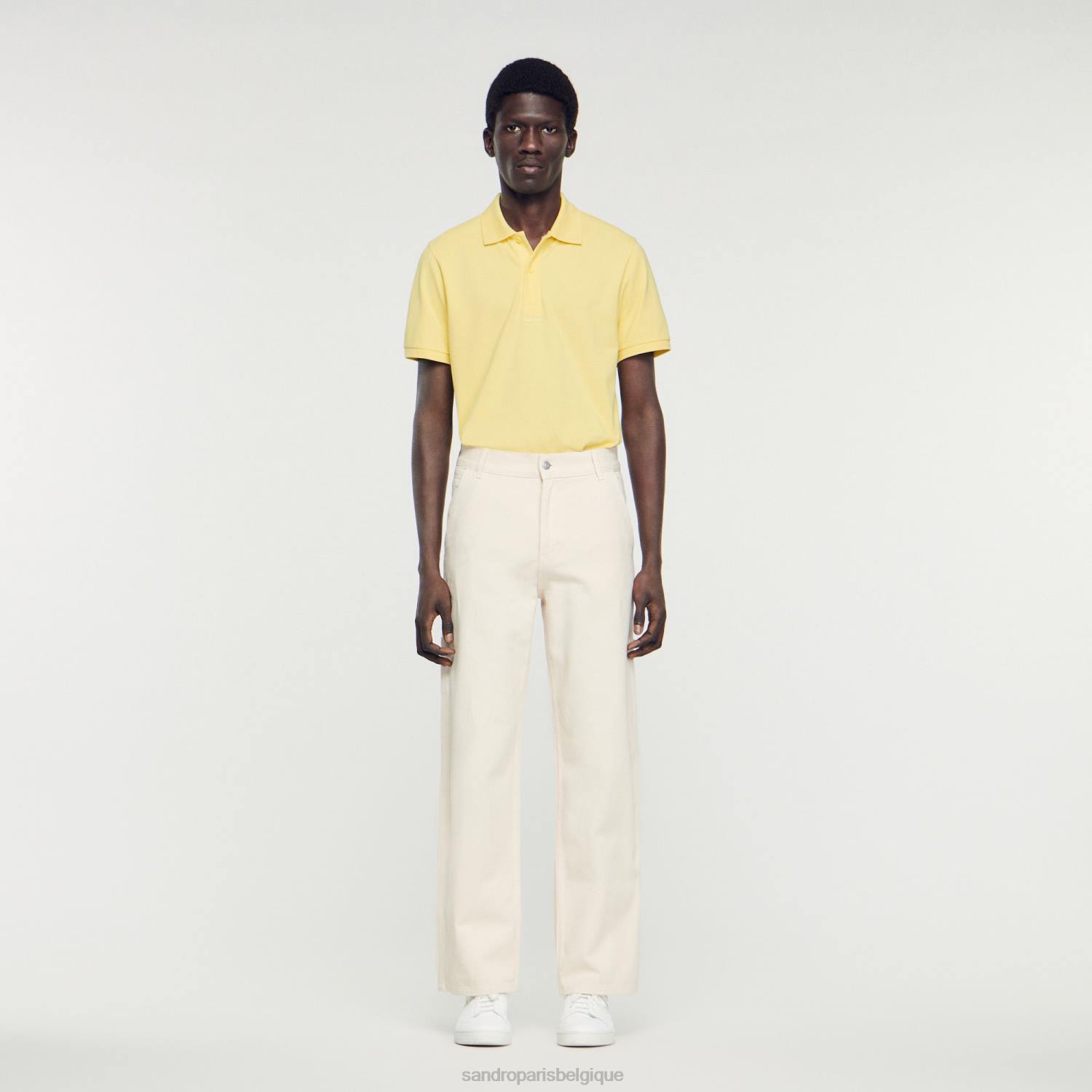 vêtements Sandro Paris polo à logo en caoutchouc jaune Hommes XLXD733