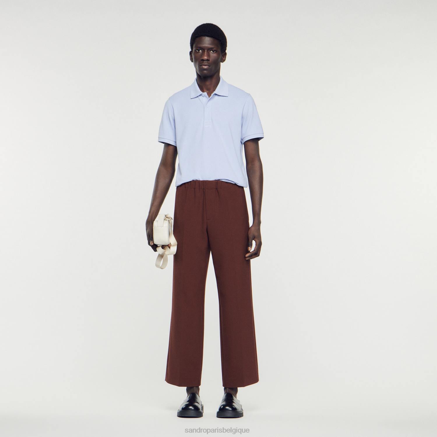 vêtements Sandro Paris polo à logo en caoutchouc mauve Hommes XLXD807