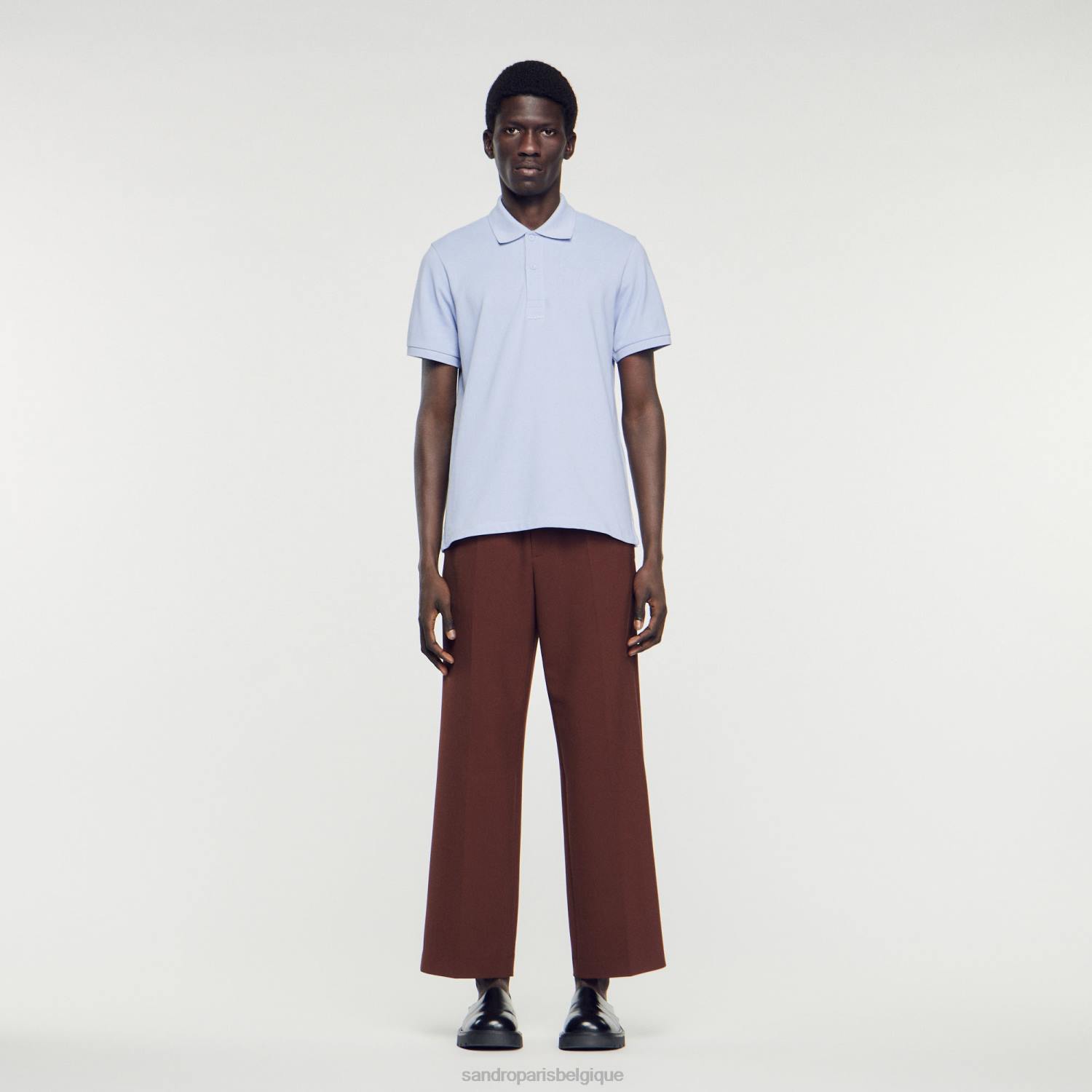 vêtements Sandro Paris polo à logo en caoutchouc mauve Hommes XLXD807
