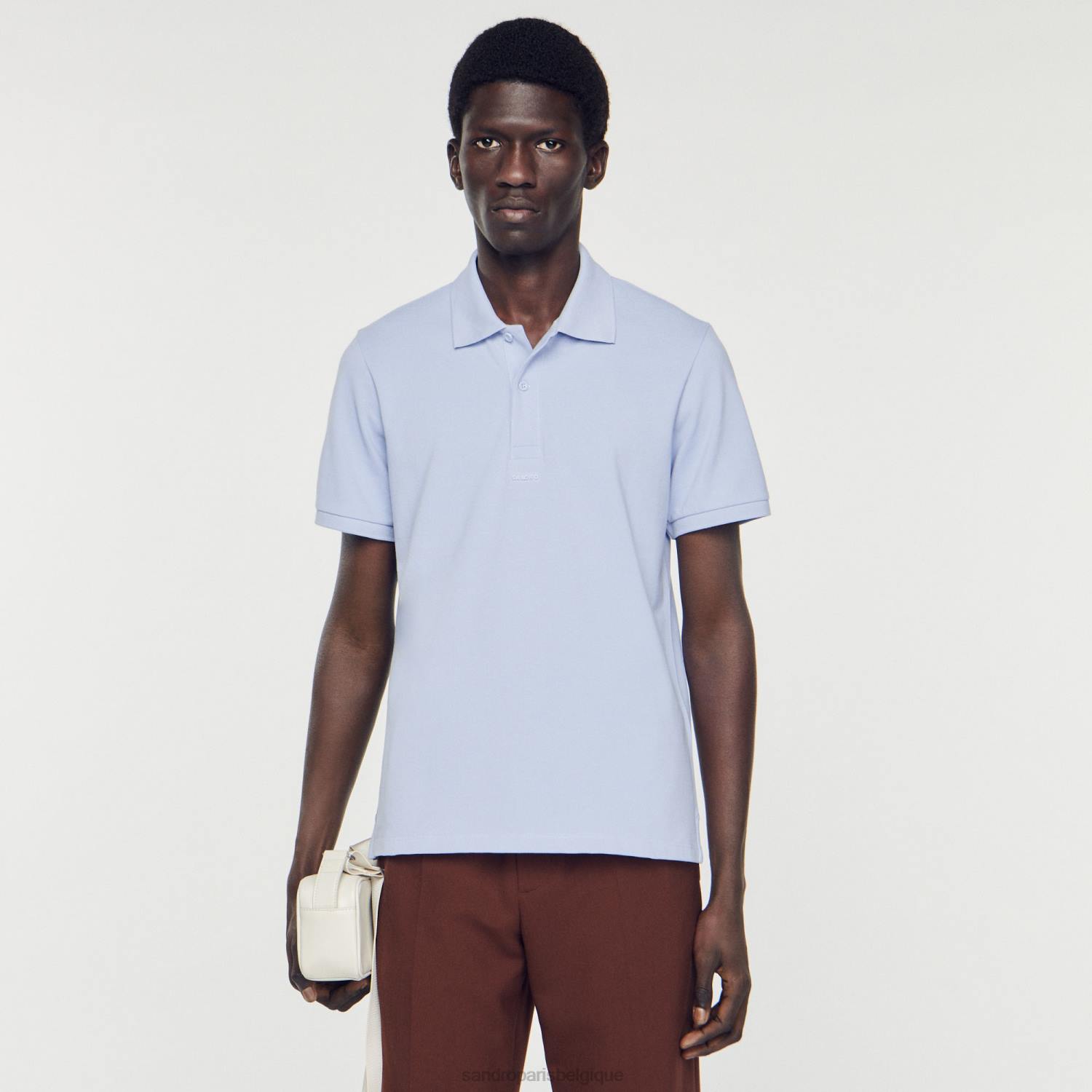 vêtements Sandro Paris polo à logo en caoutchouc mauve Hommes XLXD807