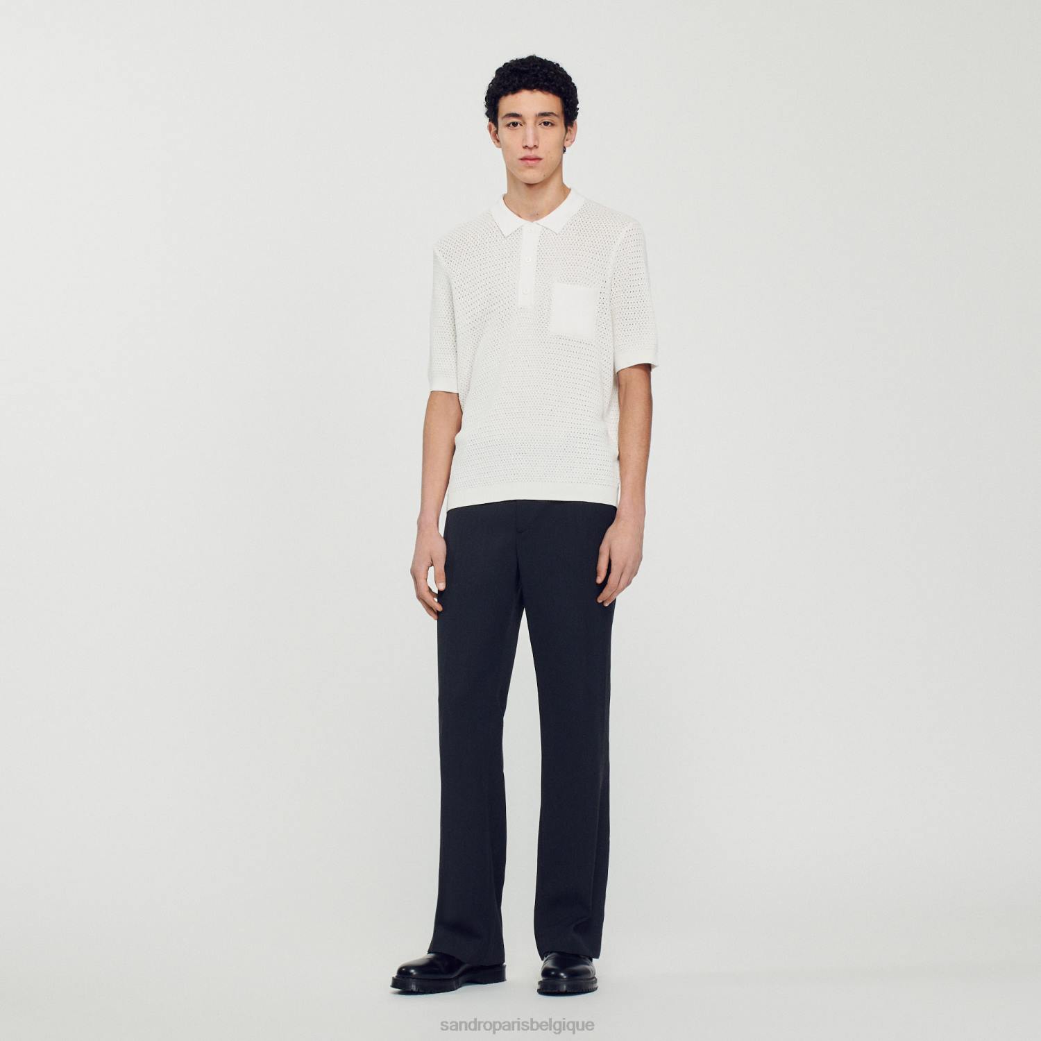 vêtements Sandro Paris pull polo à manches courtes blanc Hommes XLXD763