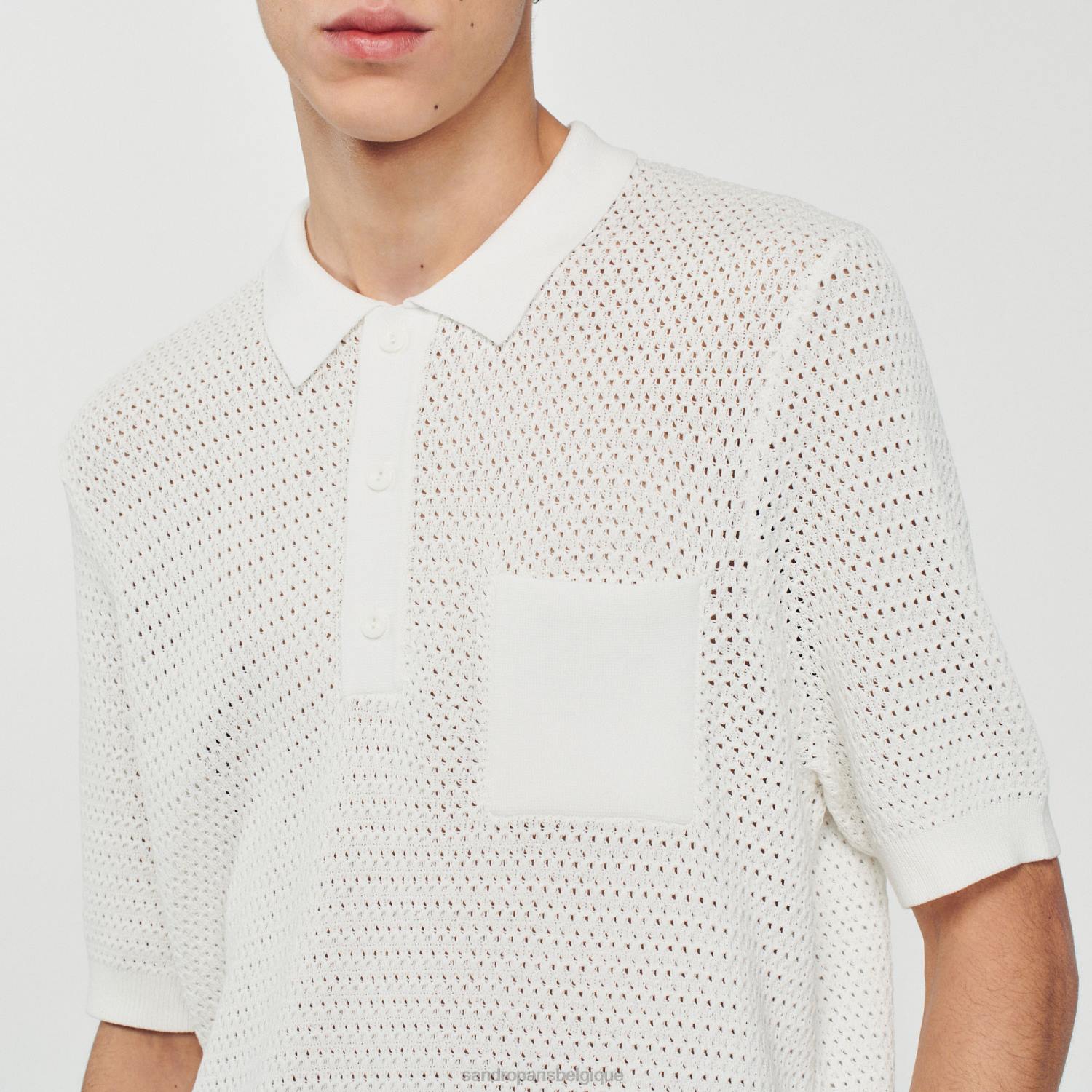 vêtements Sandro Paris pull polo à manches courtes blanc Hommes XLXD763