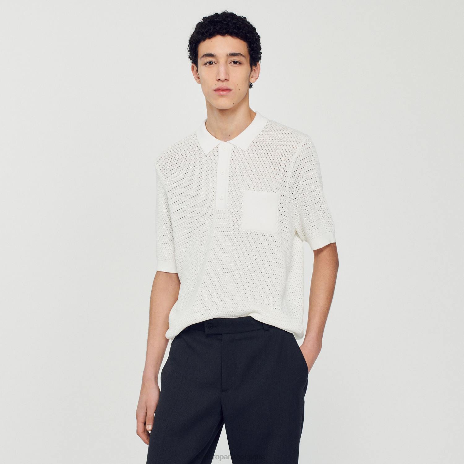 vêtements Sandro Paris pull polo à manches courtes blanc Hommes XLXD763