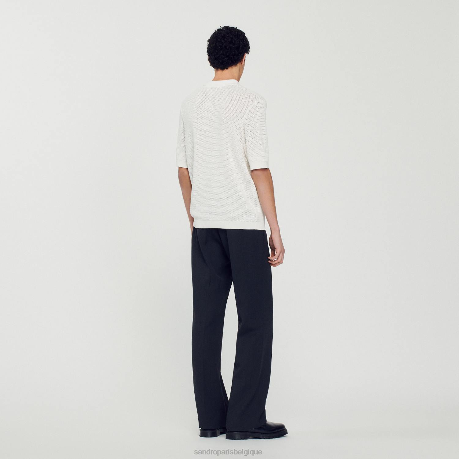 vêtements Sandro Paris pull polo à manches courtes blanc Hommes XLXD763