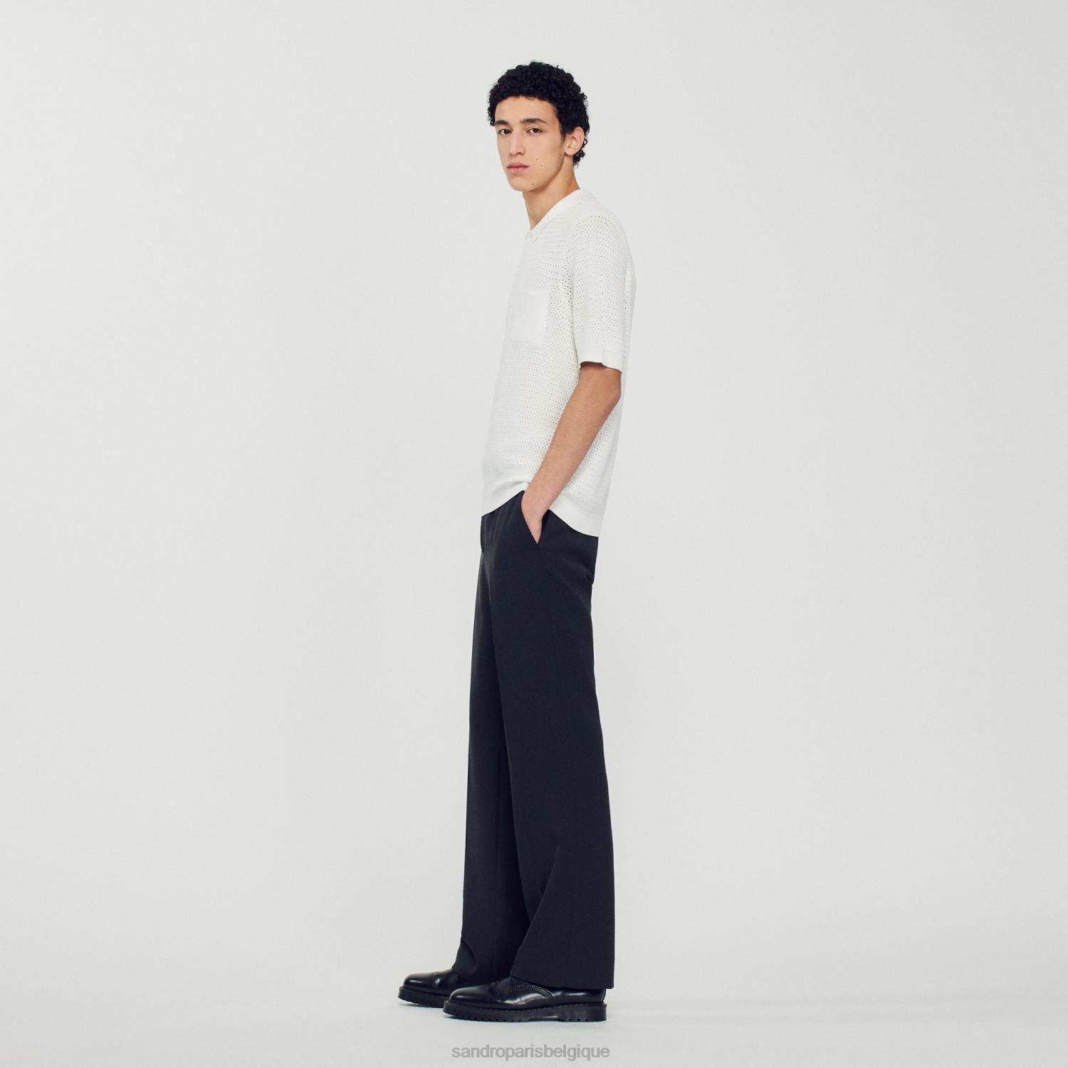vêtements Sandro Paris pull polo à manches courtes blanc Hommes XLXD763