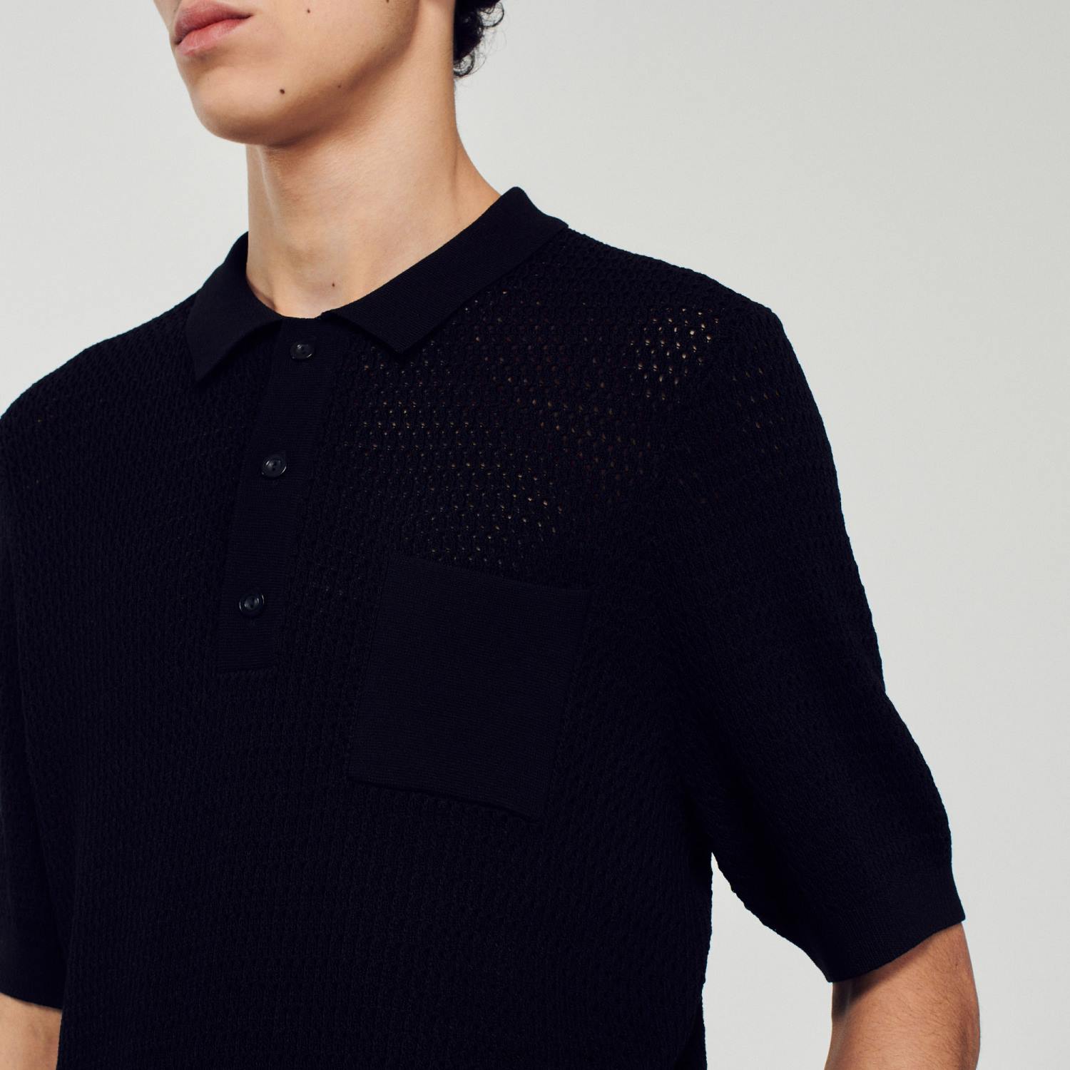 vêtements Sandro Paris pull polo à manches courtes noir Hommes XLXD748