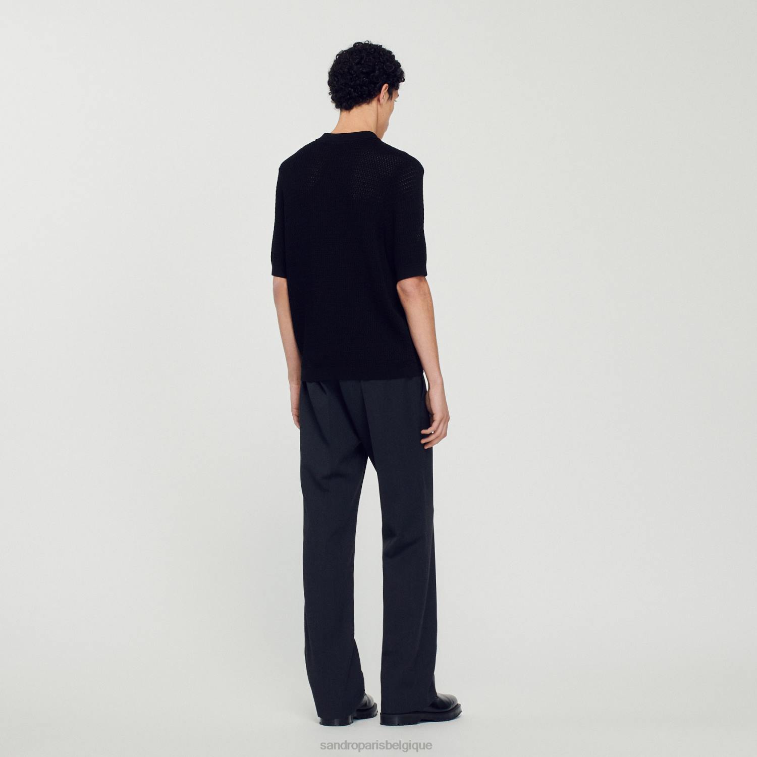 vêtements Sandro Paris pull polo à manches courtes noir Hommes XLXD748