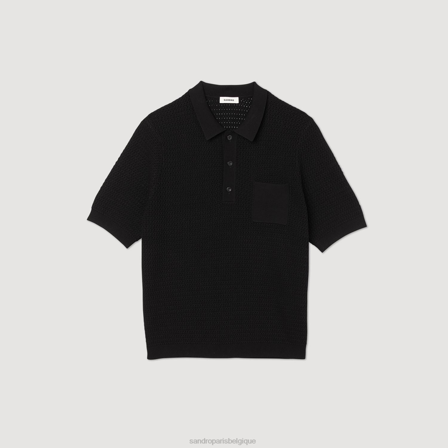 vêtements Sandro Paris pull polo à manches courtes noir Hommes XLXD748