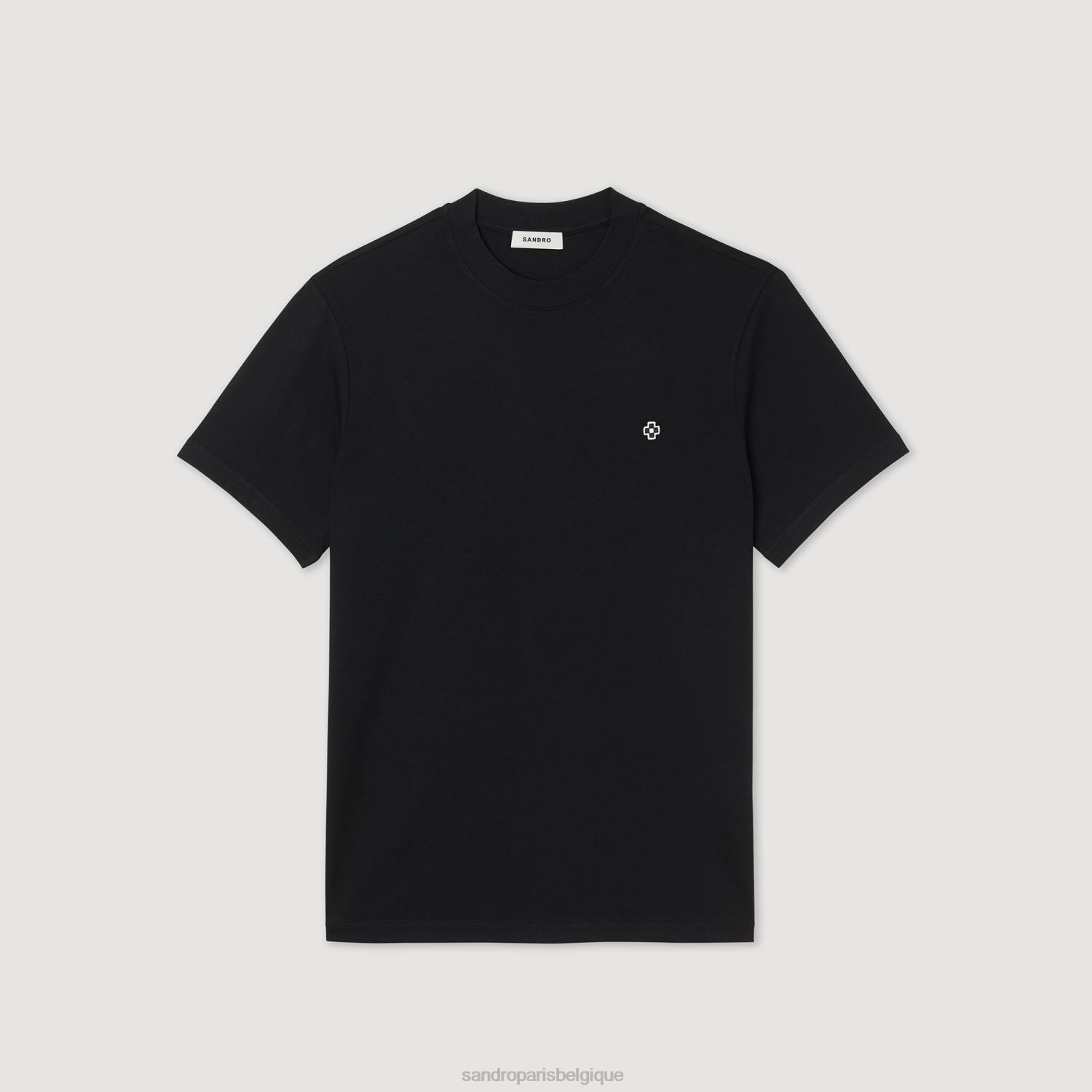 vêtements Sandro Paris t-shirt avec patch croix carré noir Hommes XLXD645