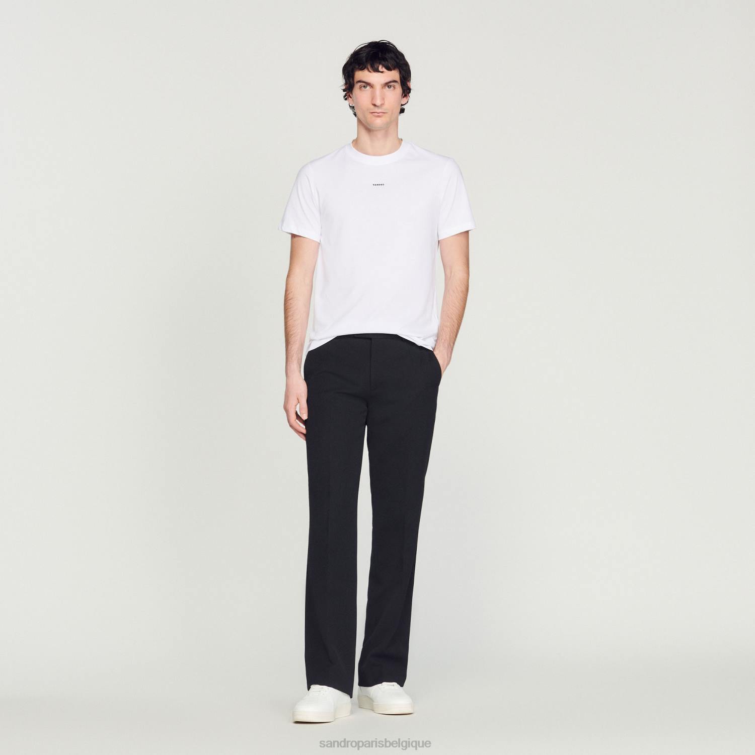 vêtements Sandro Paris t-shirt brodé blanc Hommes XLXD710
