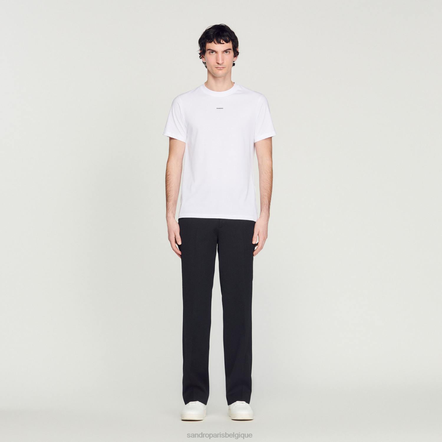 vêtements Sandro Paris t-shirt brodé blanc Hommes XLXD710