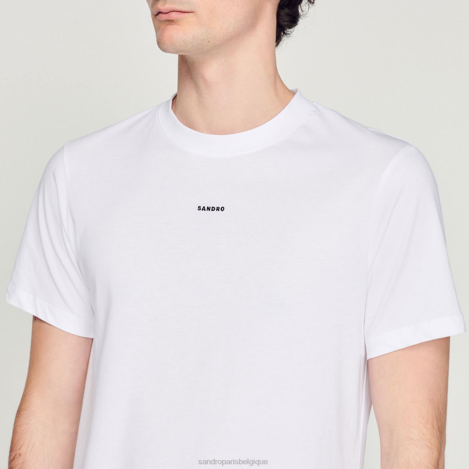 vêtements Sandro Paris t-shirt brodé blanc Hommes XLXD710