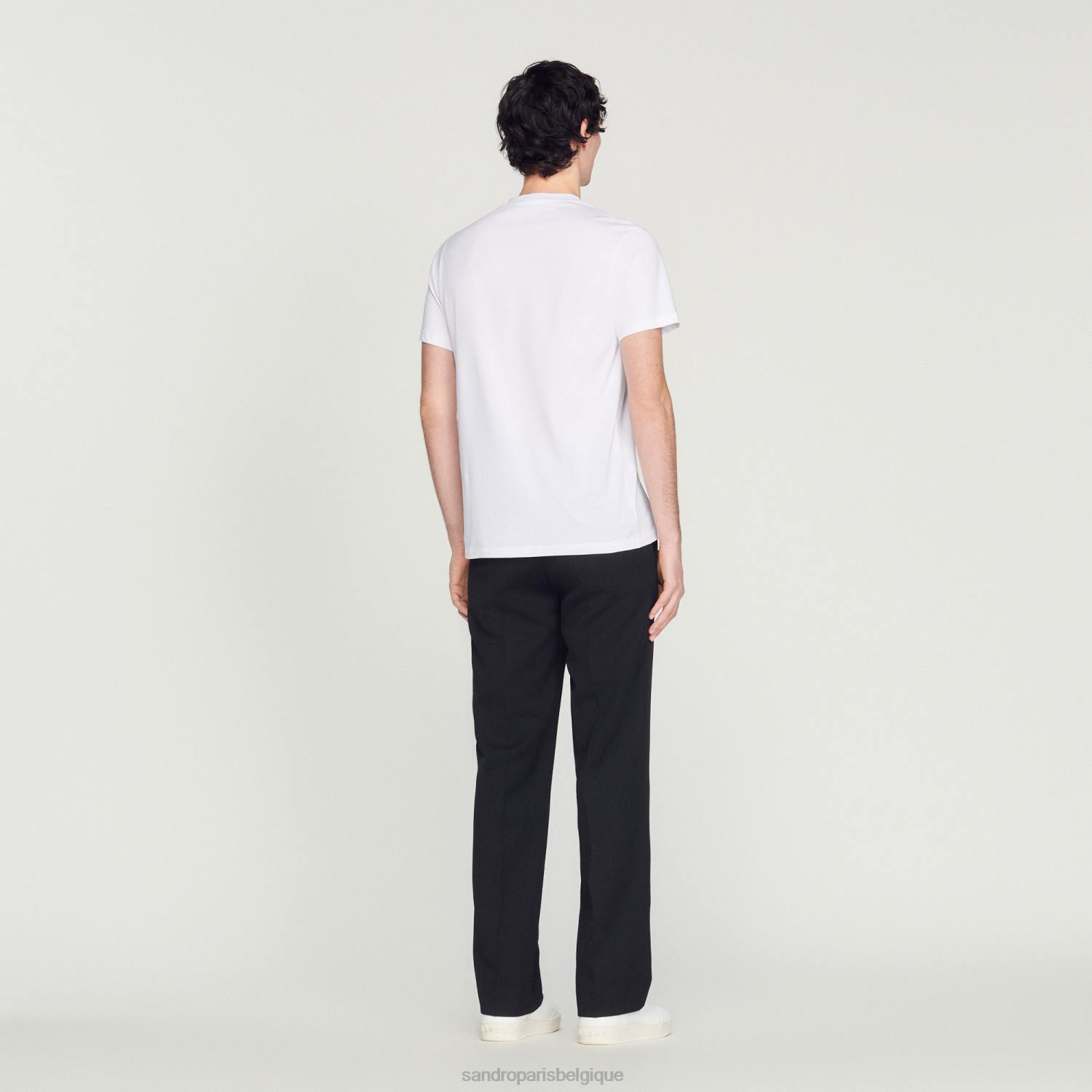 vêtements Sandro Paris t-shirt brodé blanc Hommes XLXD710