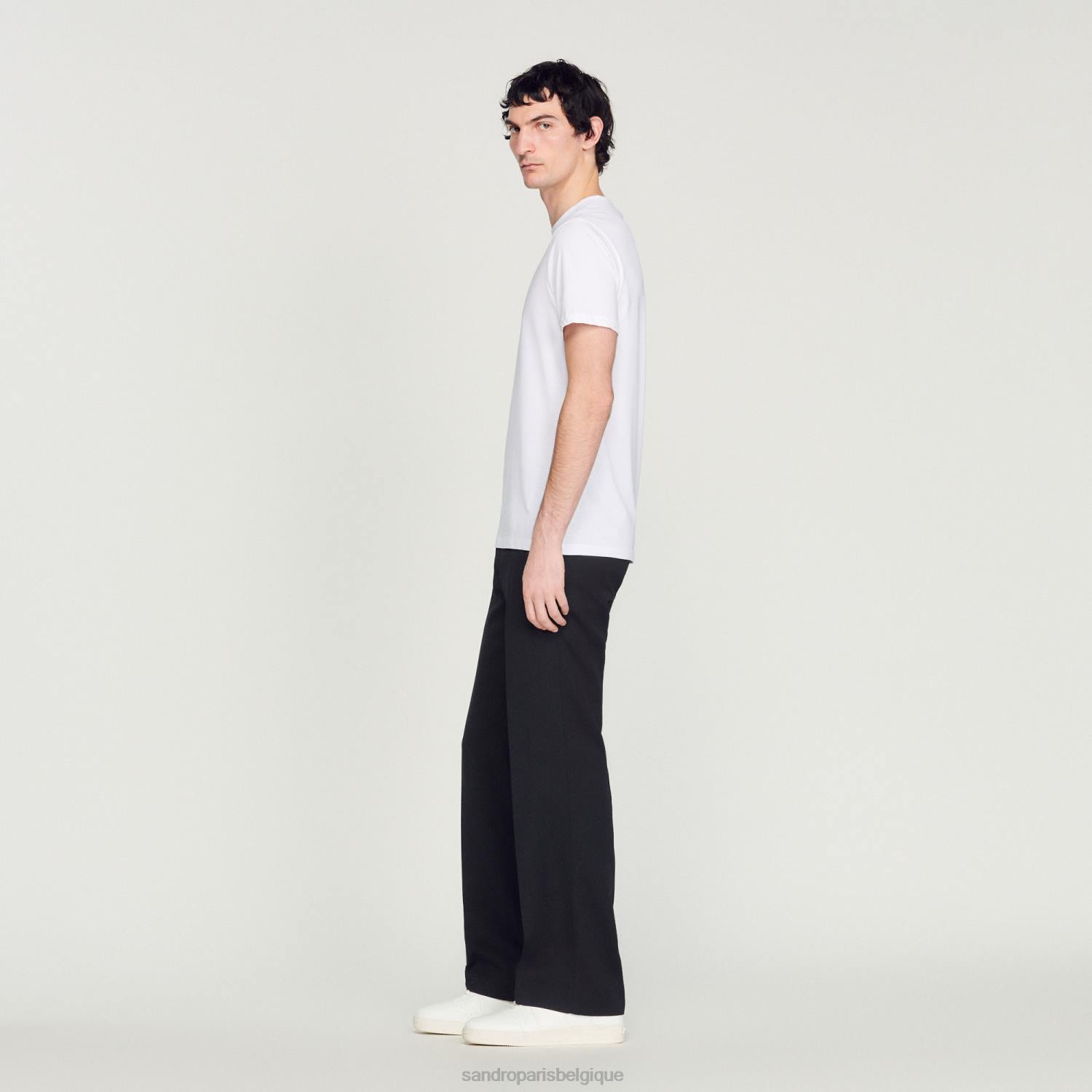 vêtements Sandro Paris t-shirt brodé blanc Hommes XLXD710
