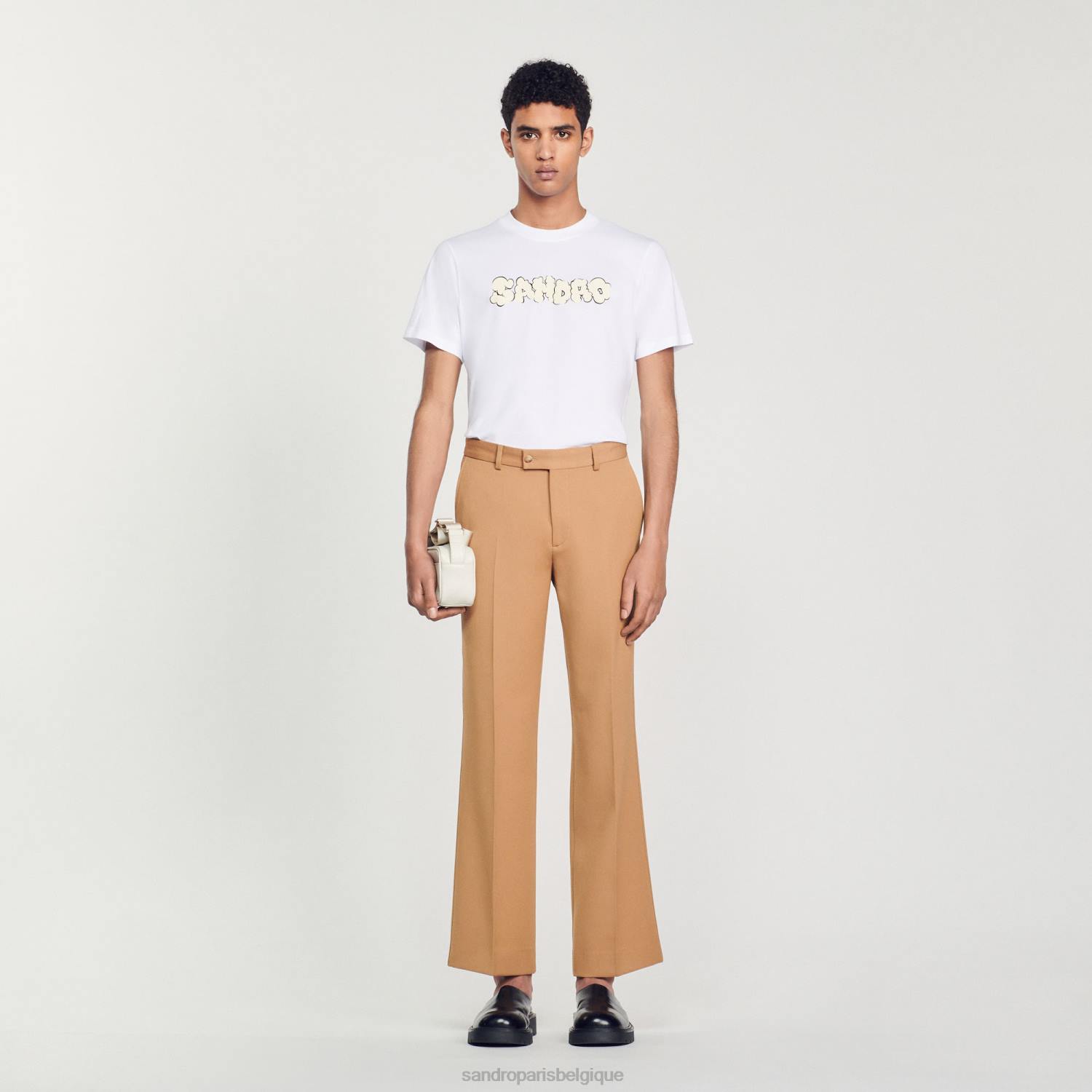 vêtements Sandro Paris t-shirt brodé blanc Hommes XLXD803