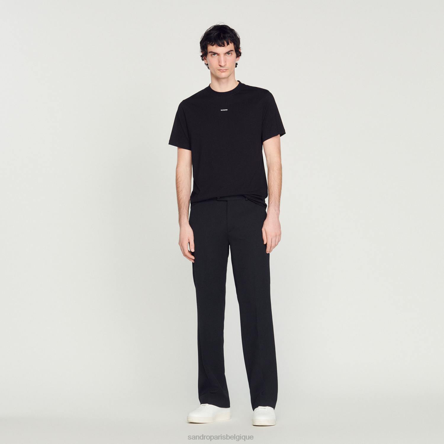 vêtements Sandro Paris t-shirt brodé noir Hommes XLXD711