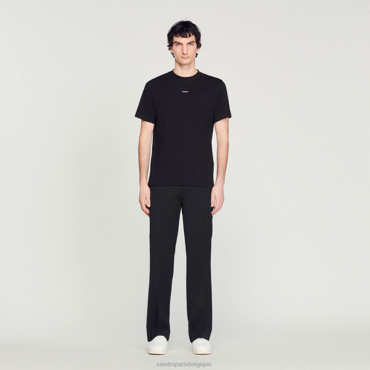 vêtements Sandro Paris t-shirt brodé noir Hommes XLXD711