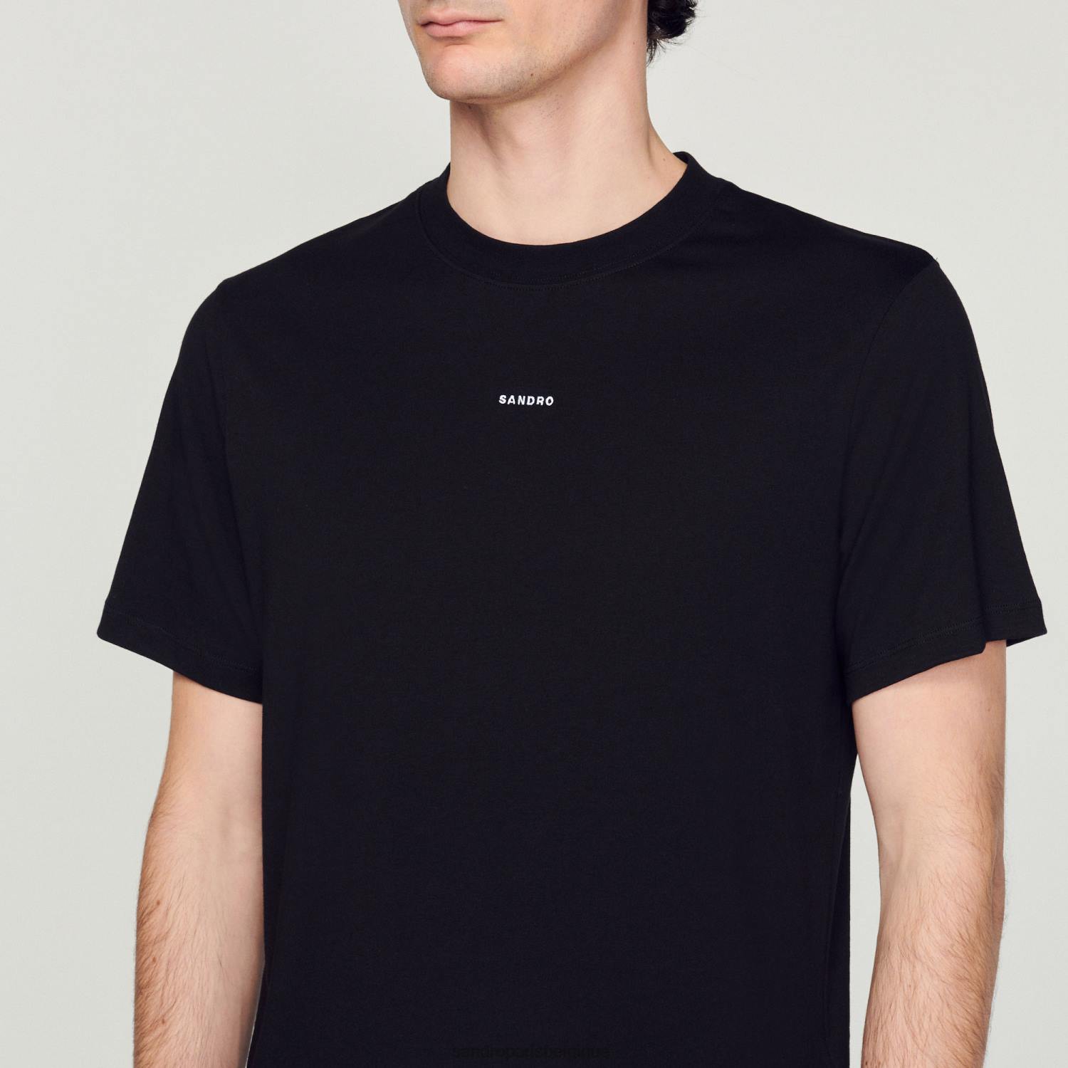 vêtements Sandro Paris t-shirt brodé noir Hommes XLXD711